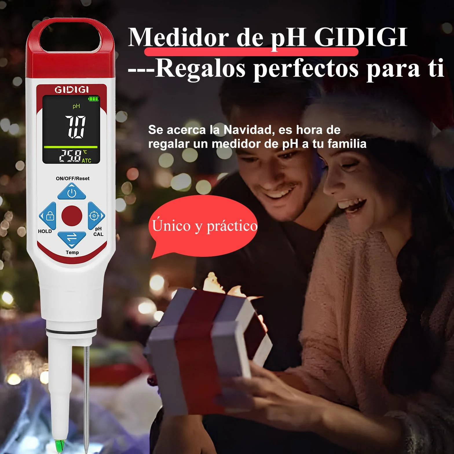 Phmetro Alimentos Medidor pH Digital con Sonda Punta de Lanza para Masa Madre Fermentación Salsas Calientes Vino