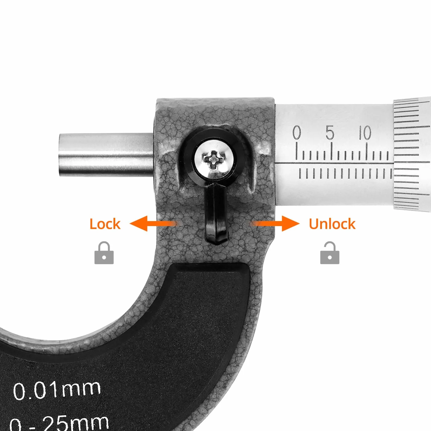 QWORK Micrómetro exterior 0-25 mm resolución 0,01 mm