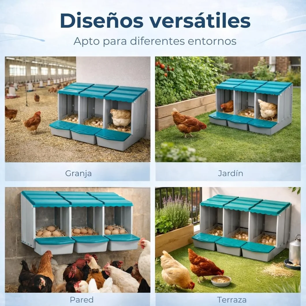 PONEDEROS para GALLINAS con 3 Huevos Falsos, Bolsa de Tela, Manual y Guía de Incubación - Nido Gallinas Ponedoras