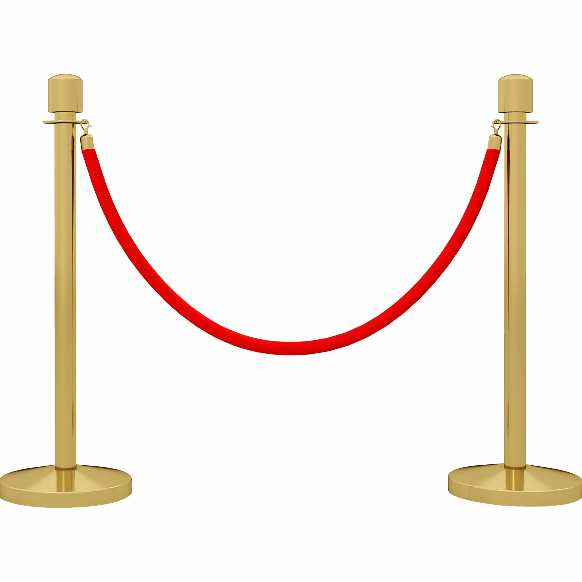 HOMCOM Juego de 2 Postes Separadores de Acero Inoxidable, Barreras de Seguridad con Cuerda de Terciopelo Roja 1,5 m y Base Rellenable de Agua, Dorado
