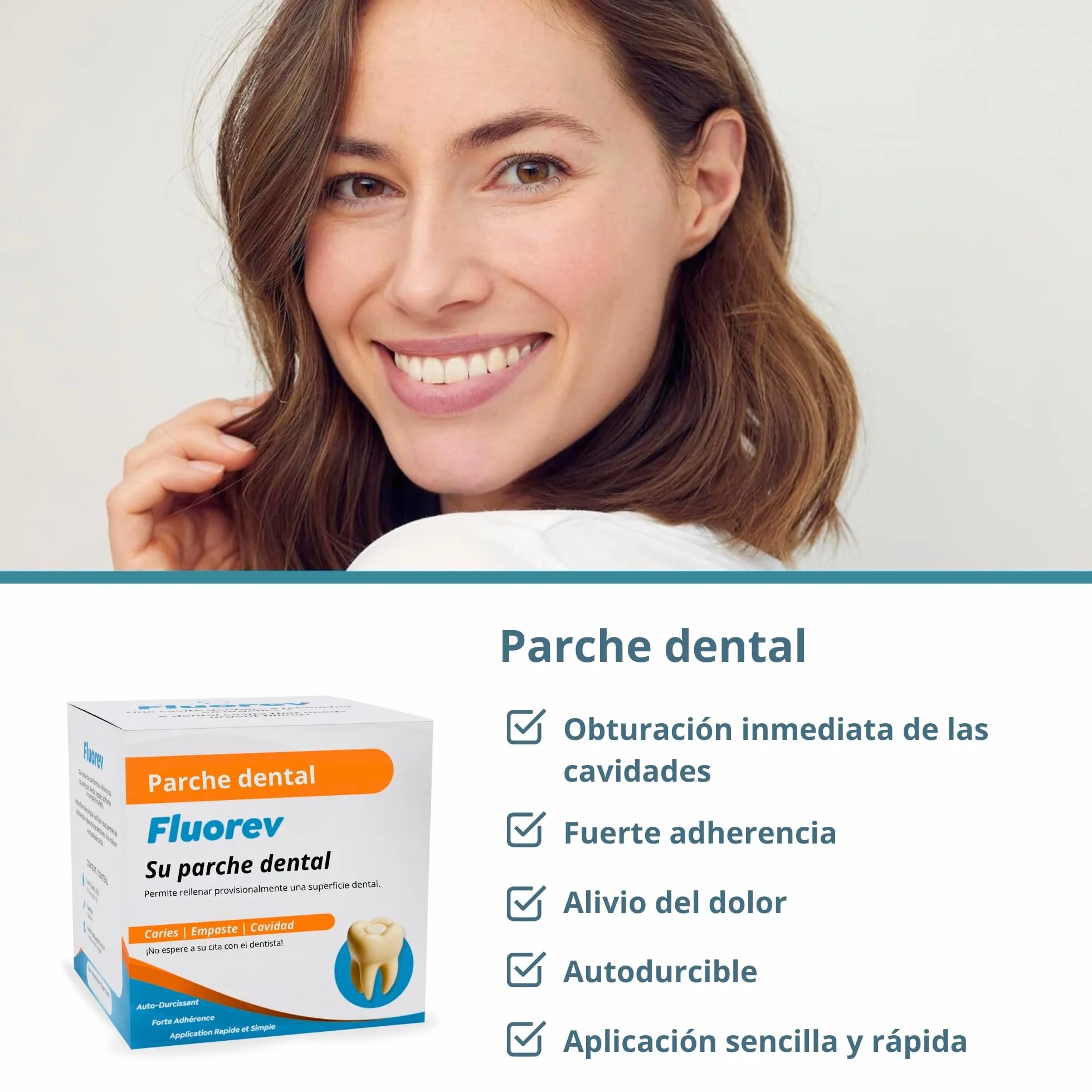 Relleno dental temporal con óxido de zinc 15 g reparación caries dolor