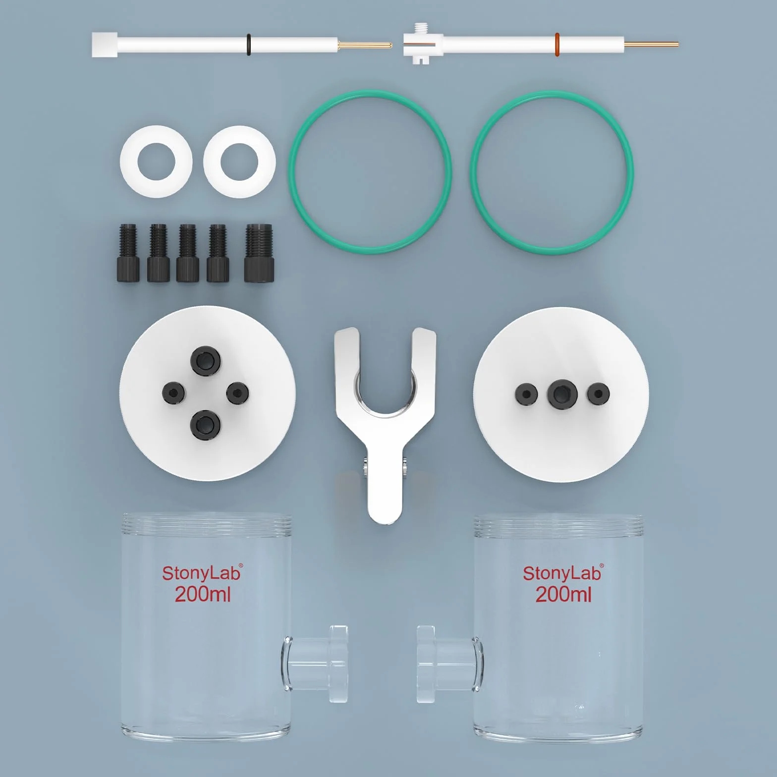 stonylab Celdas Electrolíticas Tipo-H Borosilicato Membrana de Intercambio Iónico Reemplazable 200 ml