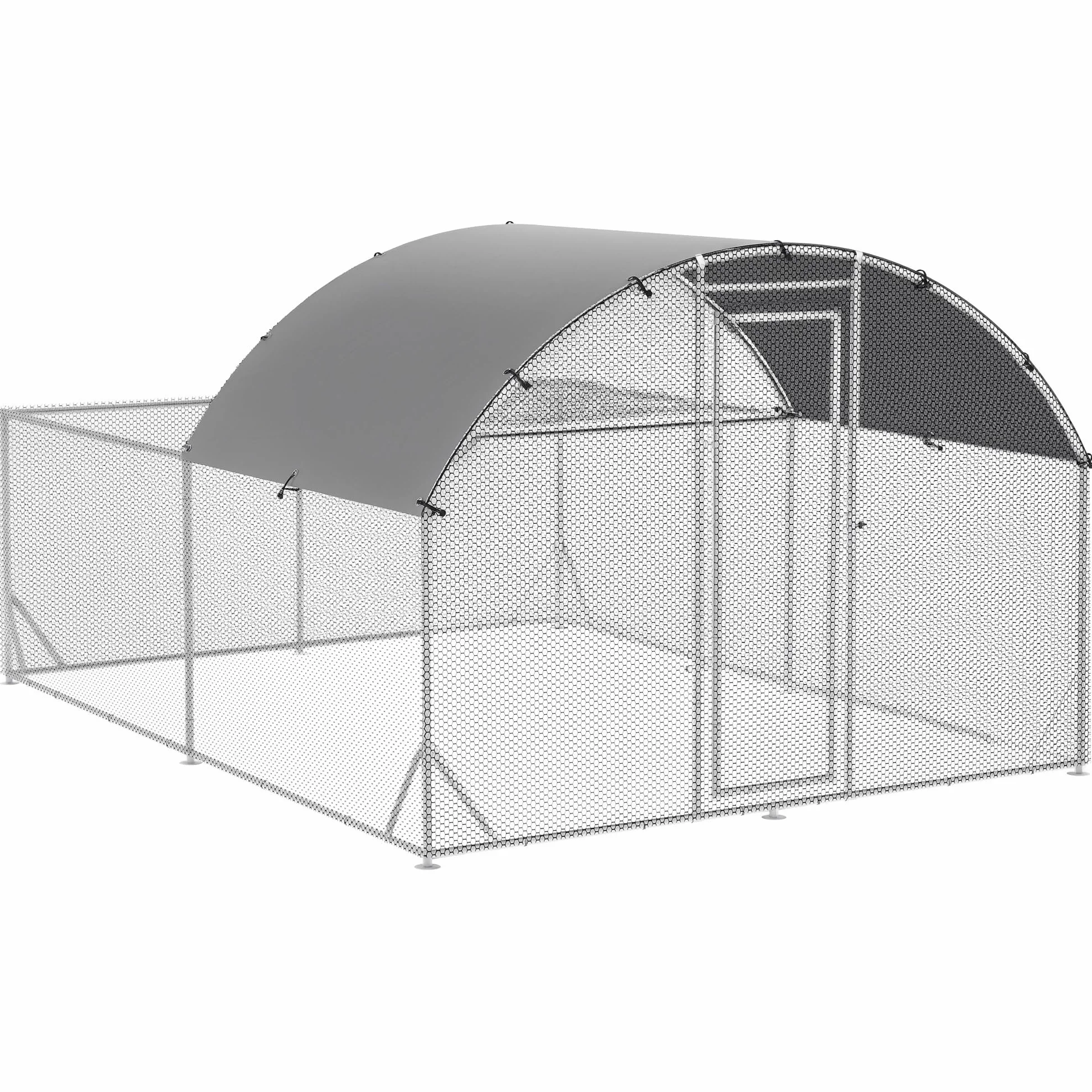 PawHut Gallinero Exterior Grande Acero Galvanizado 380x280x195 cm 2 Pisos para 10-12 Gallinas