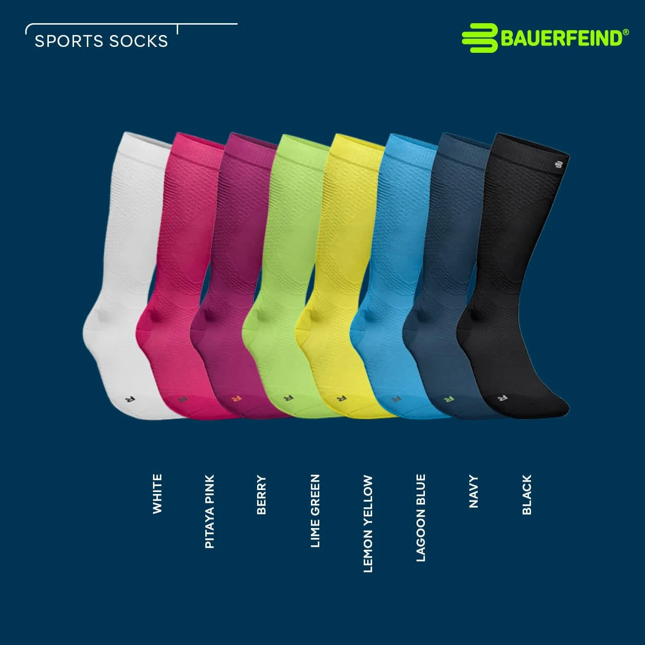 BAUERFEIND Run Ultralight Compression Socks - Calcetines deportivos para mujer, 1 par de calcetines de compresión delgados para correr y hacer ejercicio, Azul Laguna, 41