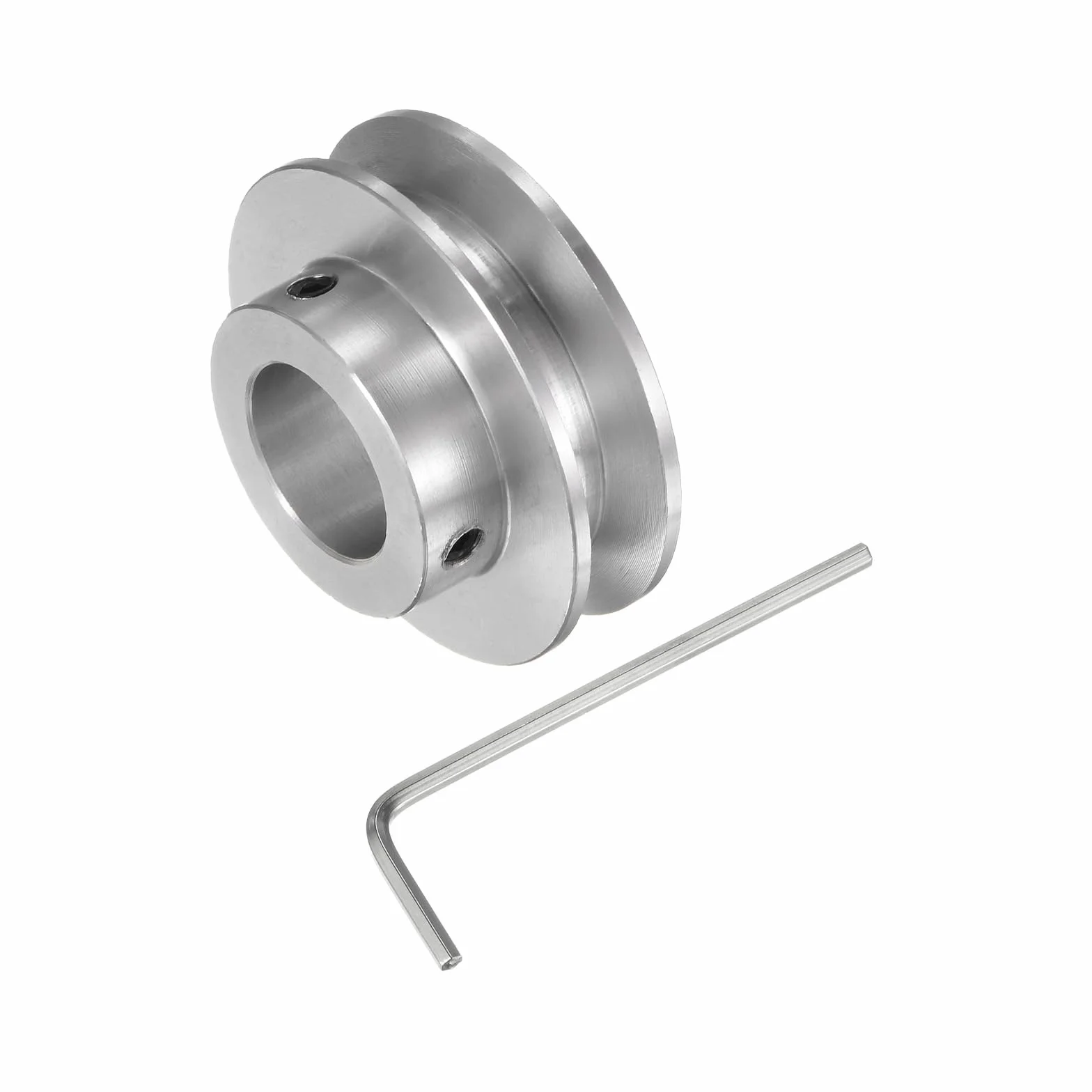 sourcing map Polea de Ranura Única 15mm Diámetro Fijo 40mm Diámetro Exterior Aleación de Aluminio Llave Hexagonal