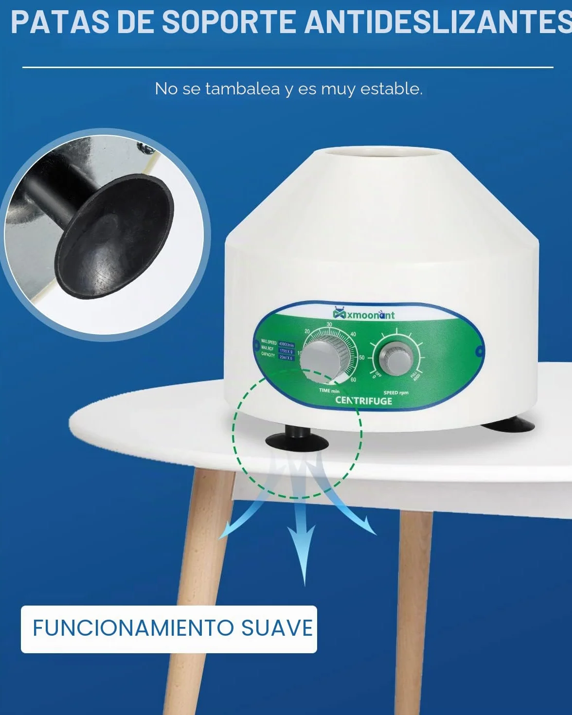 Mxmoonant Centrifugadora de Laboratorio 4000rpm 6x20ml 1790xg 60min Temporizador para Tubos PRP Separación Muestras Enchufe UE