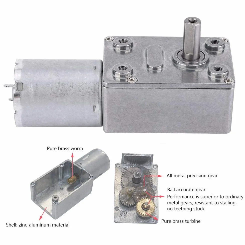 Motor de engranaje helicoidal DC12V 30RPM gran torsión para múltiples propósitos