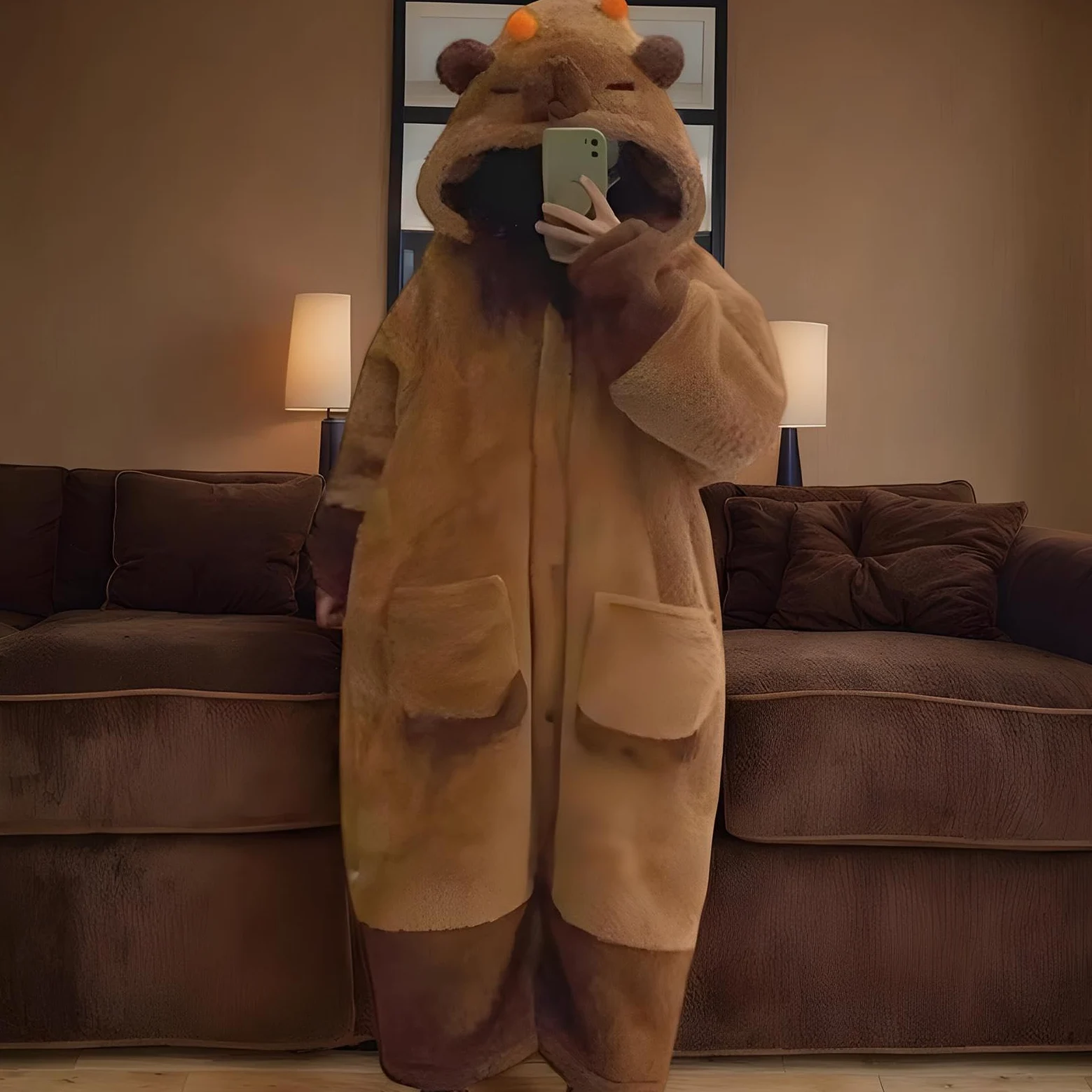 Cómodo pijama de una sola pieza, pijama de cosplay, pijama de cosplay para adultos, pijama de capibara acogedor y suave para cosplay, cómodo pijama de animales, ideal para dormir y relajarse en casa