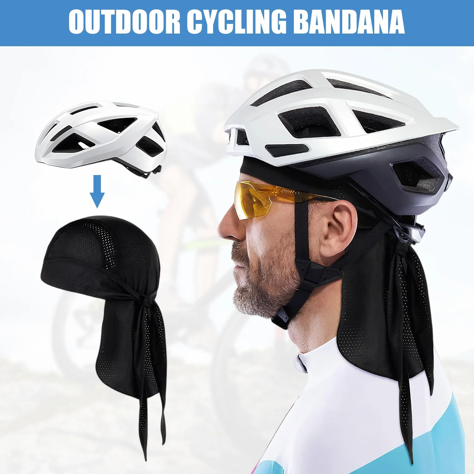 3 Bandanas Transpirables para Ciclismo - Pañuelo Técnico Biker bajo Casco | Absorbe Sudor UV 50+ | Bandana Cabeza Ciclismo Verano para Hombre | Bandana Under Helmet Multideporte