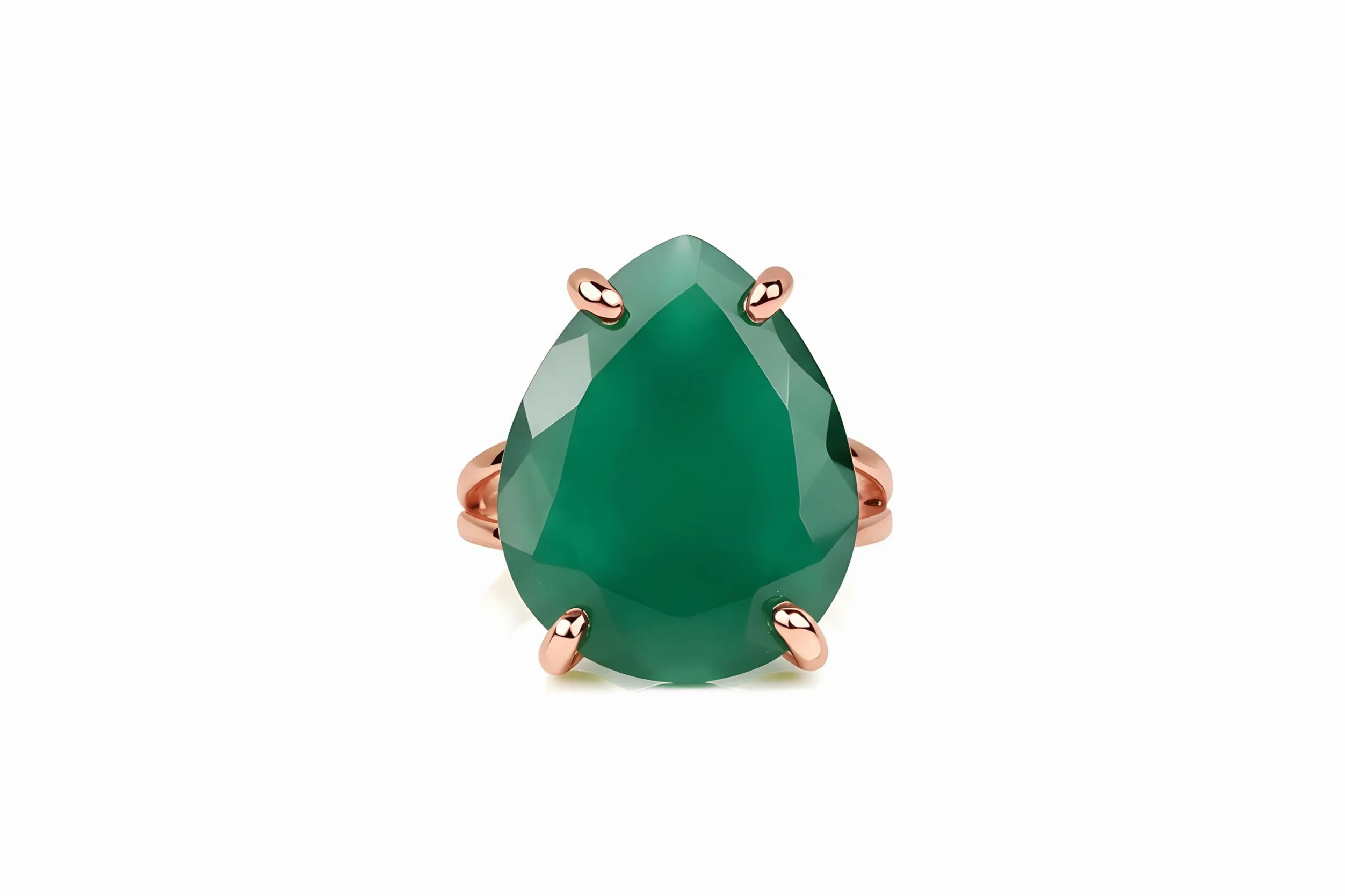 Anillos de Gemas - Anillo de Ónix Verde en Oro Rosa - Joyas de Declaración para Mujeres - Joyas Formales, Casuales y de Regalo para Hermana, Mamá, Amiga, Pareja - con Caja de Regalo