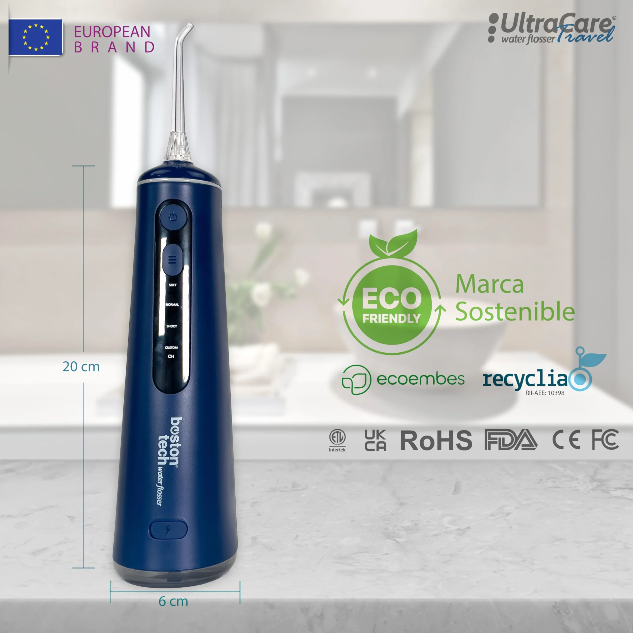 Aquapik Irrigador Bucal Portatil Inalámbrico Profesional 8 Boquillas 4 Modos IPX7 300ML USB-C Recargable