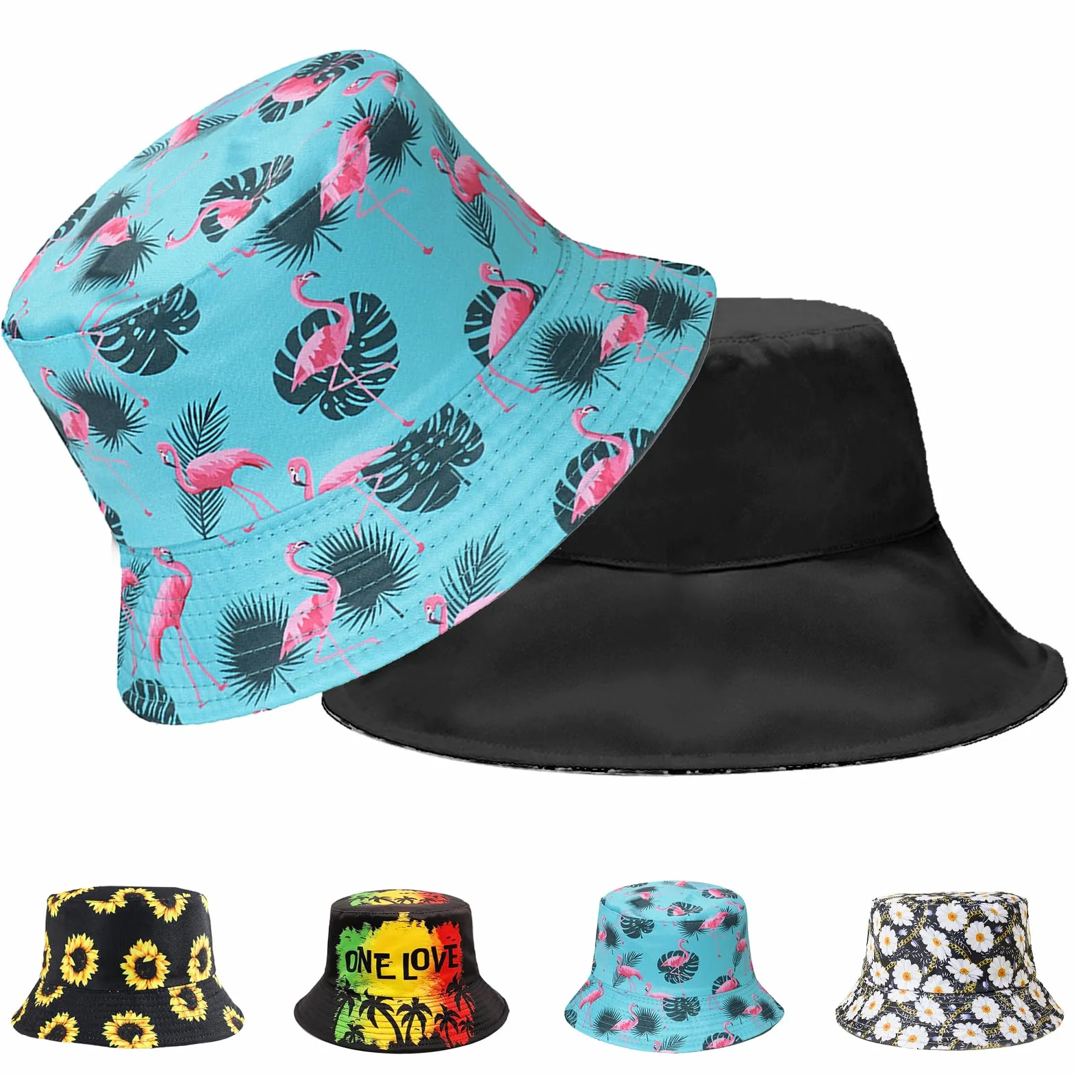 Sombrero de pescador, sombrero para el sol, sombrero de pesca plegable para senderismo, camping, vacaciones (flamenco), azul, Talla única