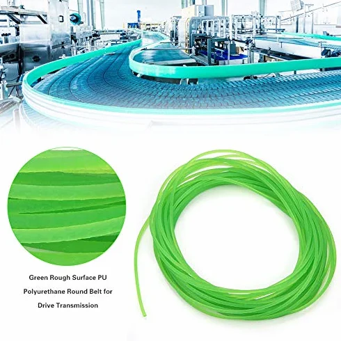 Correa redonda de poliuretano PU 2mm 10m superficie rugosa para accionamiento verde