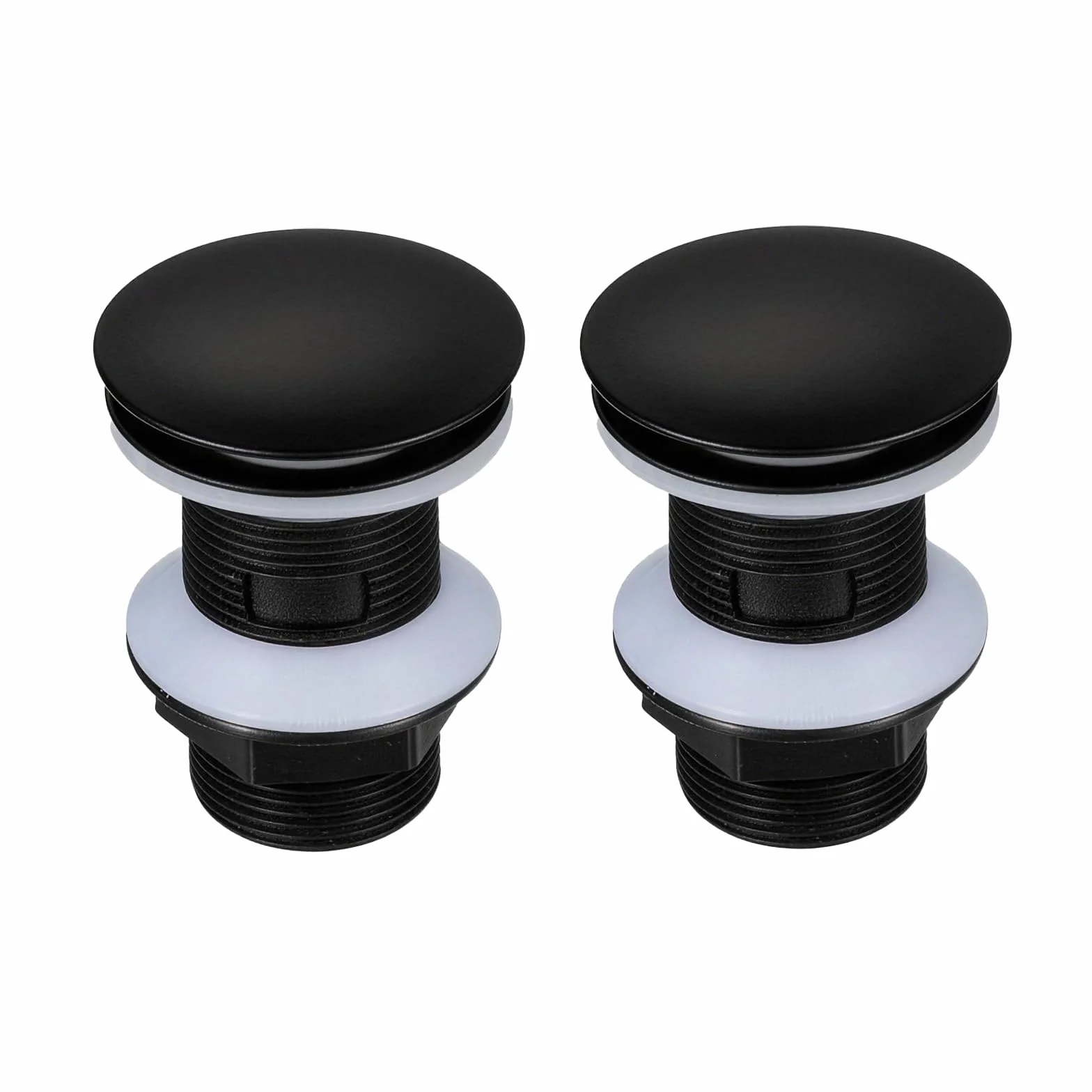 Desagüe Universal para Lavabo Sin Rebosadero, Válvula Clic Clac, Alta Impermeabilidad, Instalación Rápida, 2 Piezas, Negro Mate