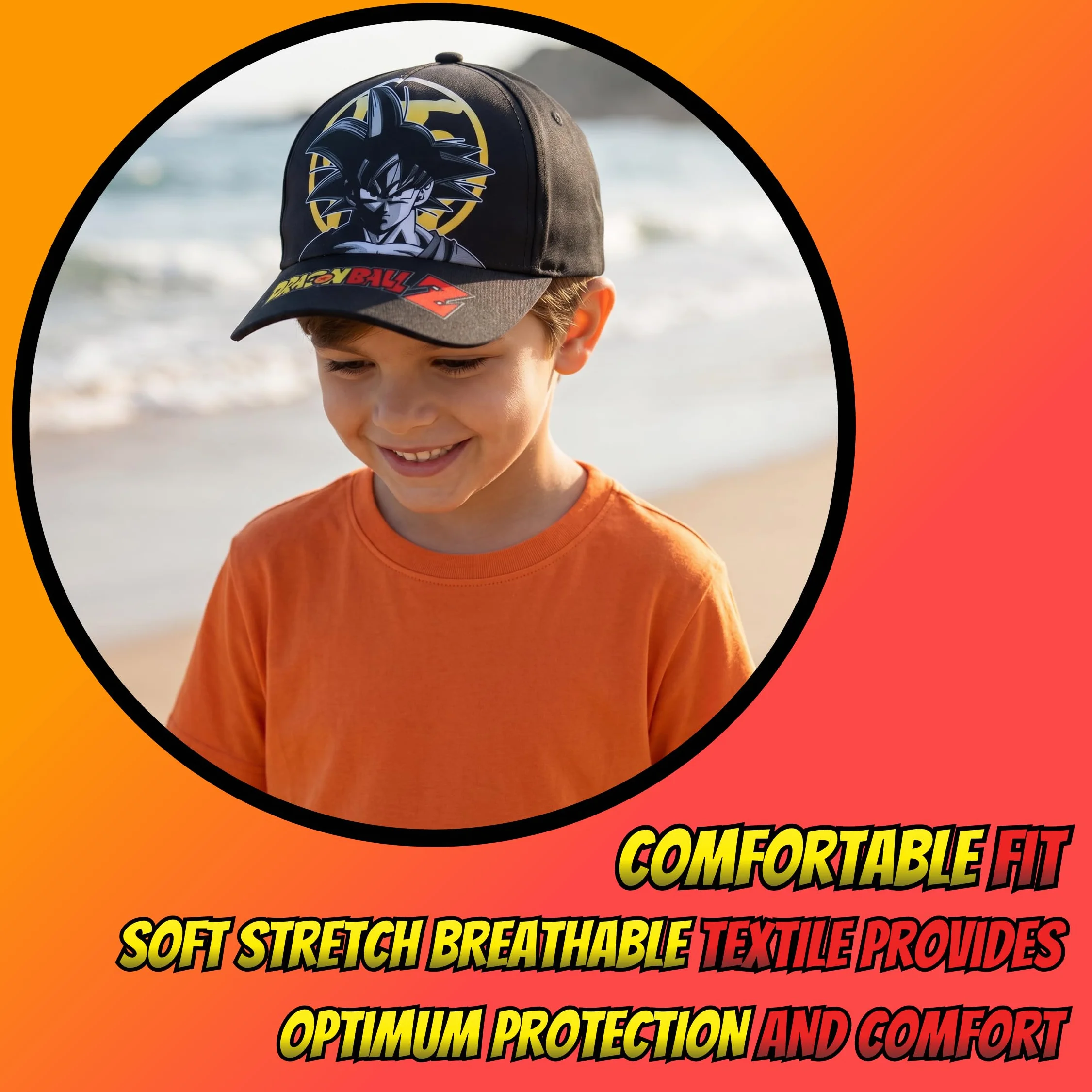 Dragon Ball Z Gorro para Niños, Diseño Goku Gorra de Beisbol, Gorra de Verano Infantil, Regalo para Niños | Negro