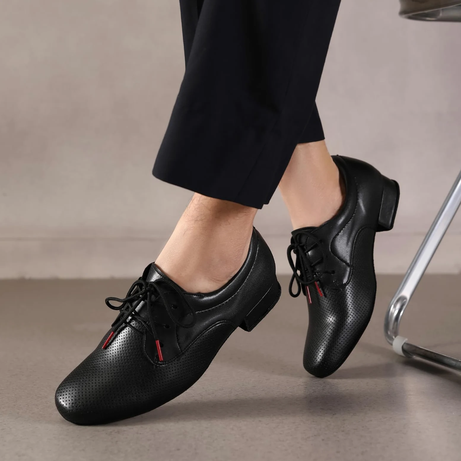 HROYL Zapatos de Baile Hombre Latino y Salsa Zapatos Baile de Salón con Cordones,LHD-NX404