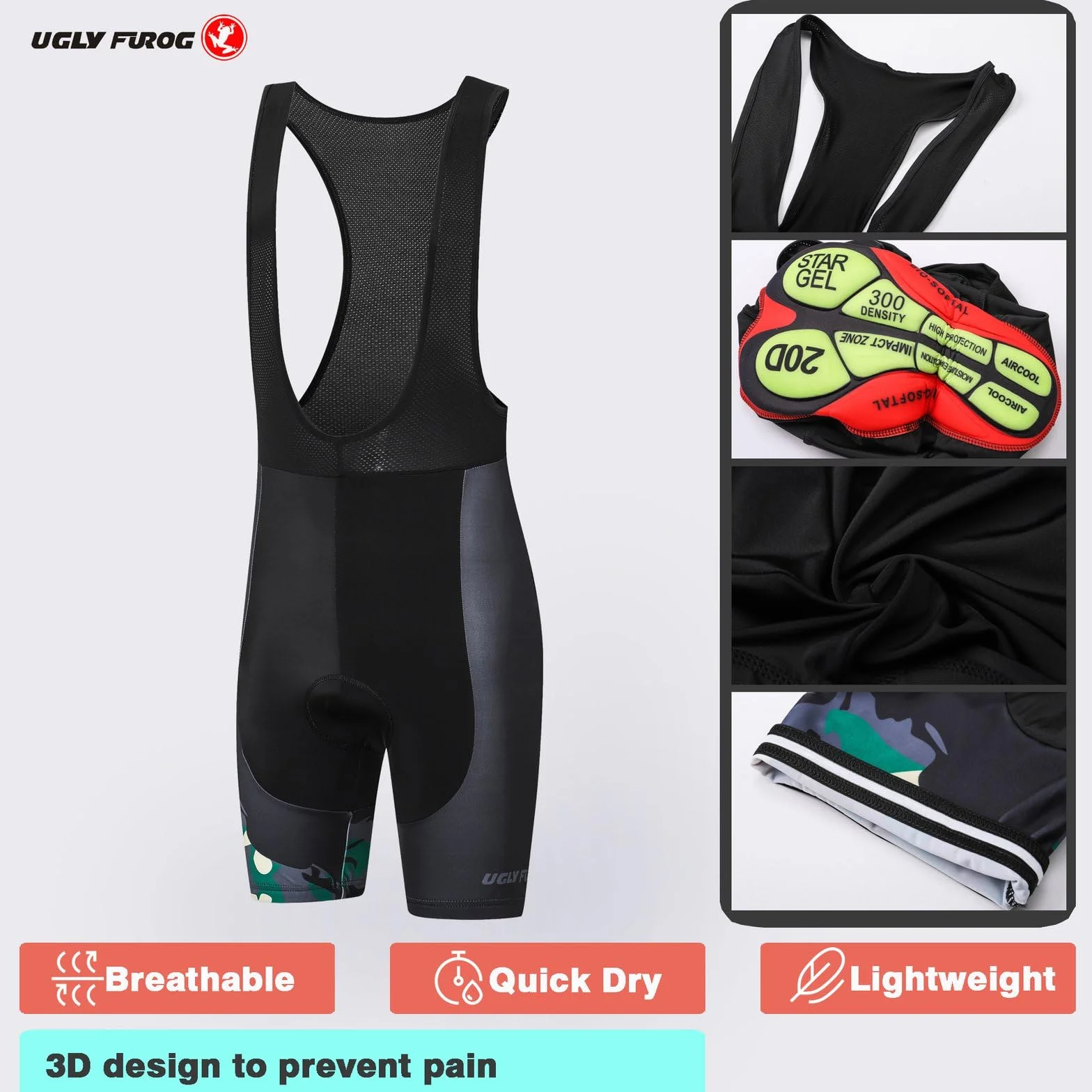 UGLY FROG 2025 Ropa Ciclismo Maillot Hombre Completo Camiseta + Pantalones Cortos 20D Gel Acolchado