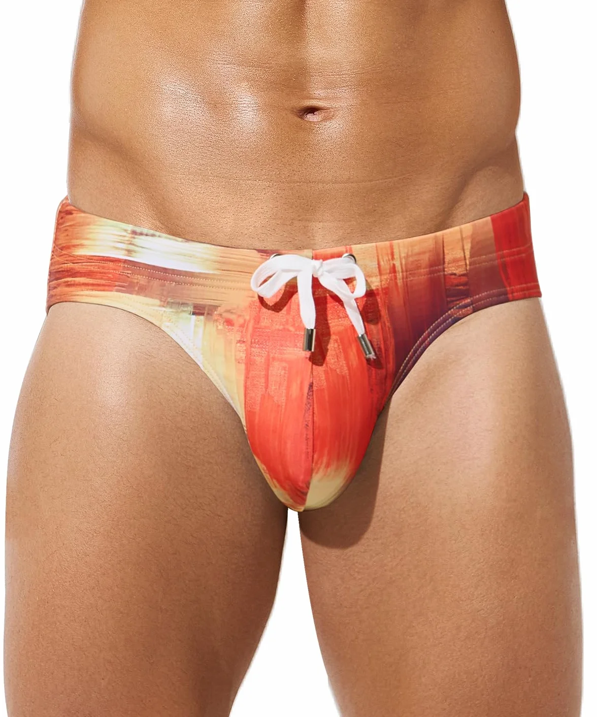 Bañador Slip Hombre Bañador de Natación con Estampado Traje de Baño Secado Rápido Slip de Playa para Hombre con Cordón Ajustable