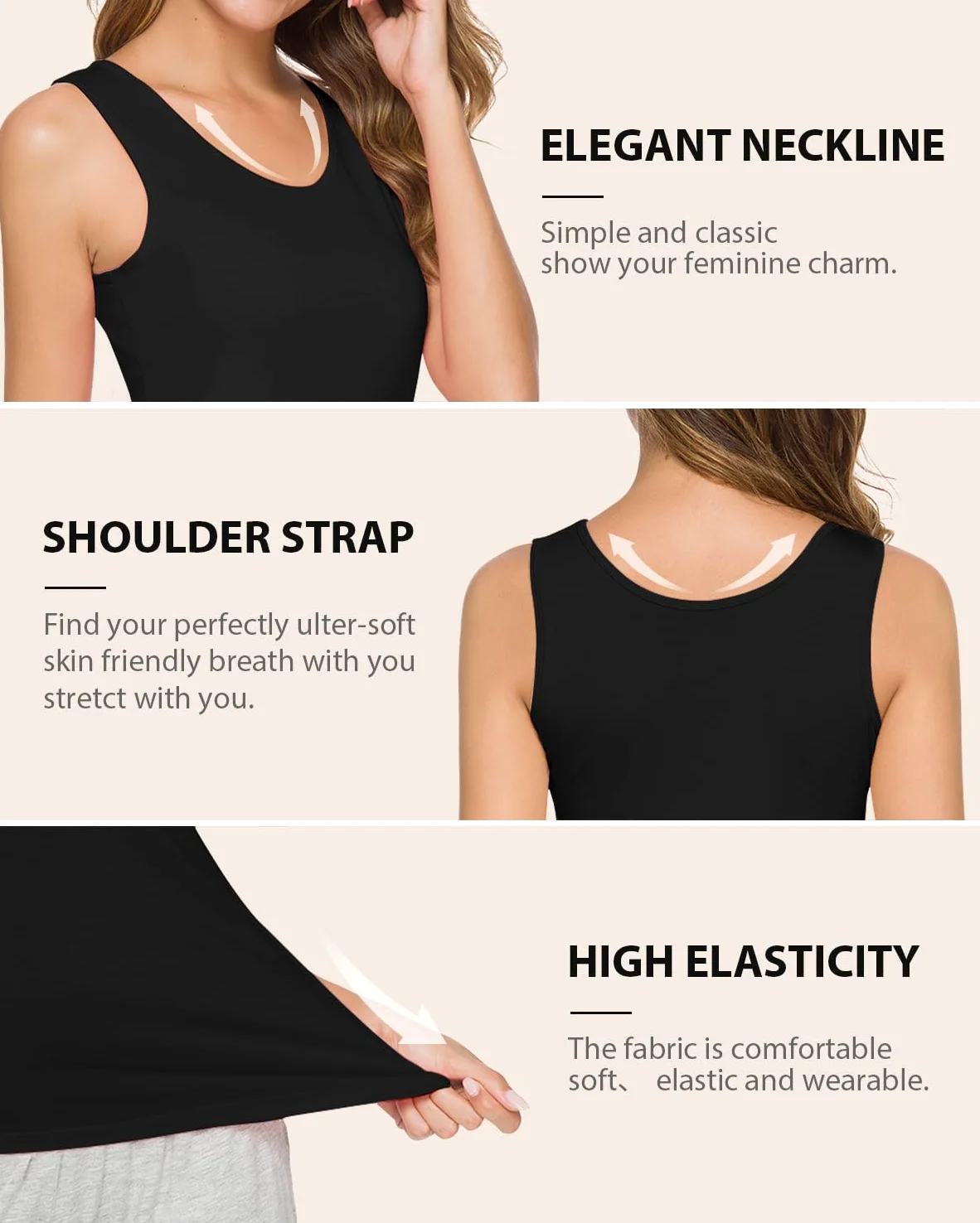 AMVELOP Camiseta básica sin mangas para mujer, camiseta sin mangas, 2-4 unidades