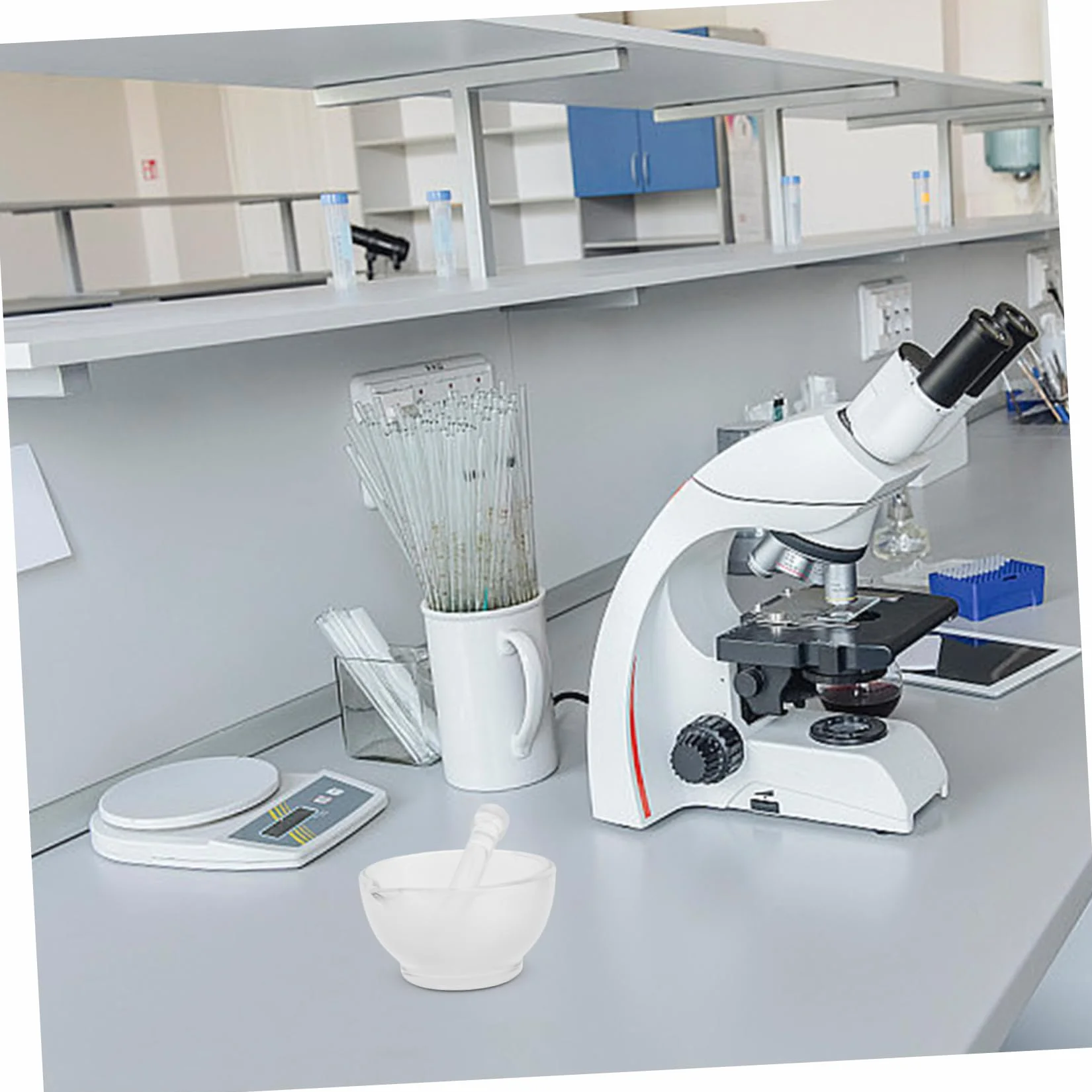 SOLUSTRE Mortero de Vidrio 90 mm para Laboratorio, Recipiente Resistente a Altas Temperaturas para Molienda y Mezcla