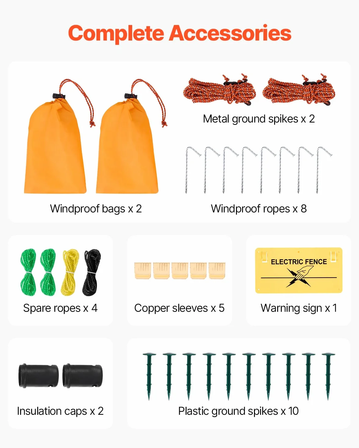 VEVOR Kit de red para cerca eléctrica de PE 0,88 x 49,98 m con postes de doble púa para cabras ovejas