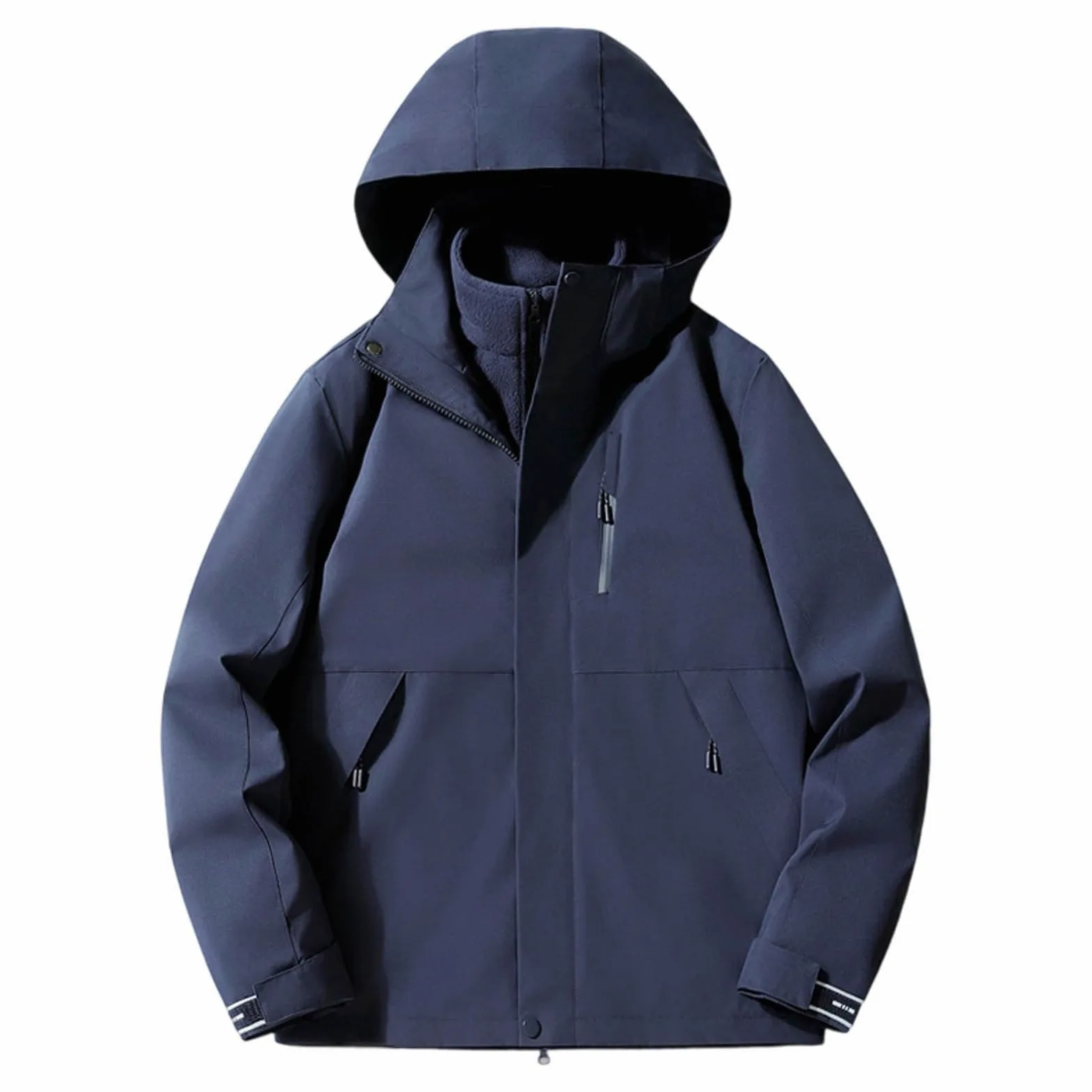Generisch 2026 Chubasquero Chaqueta térmica para hombre, abrigo desmontable con forro polar para exteriores, para senderismo, camping, ropa casual
