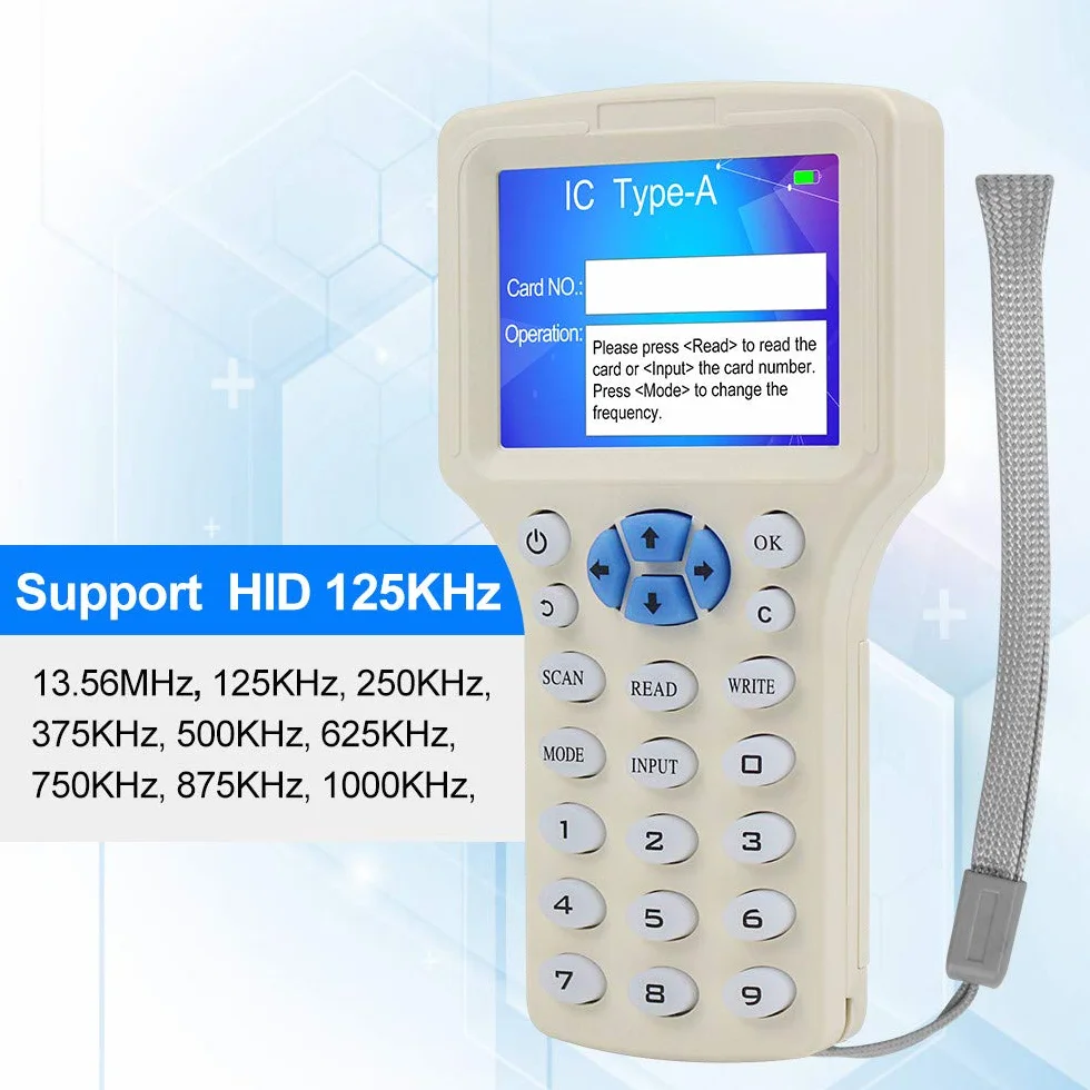 CIFY Copiadora Programadora de Tarjetas HID ID IC, Lector NFC, 10 Frecuencias 125 KHz 13,56 MHz RFID Access Writer Reader Duplicador, USB, 10 Tarjetas T5577 UID