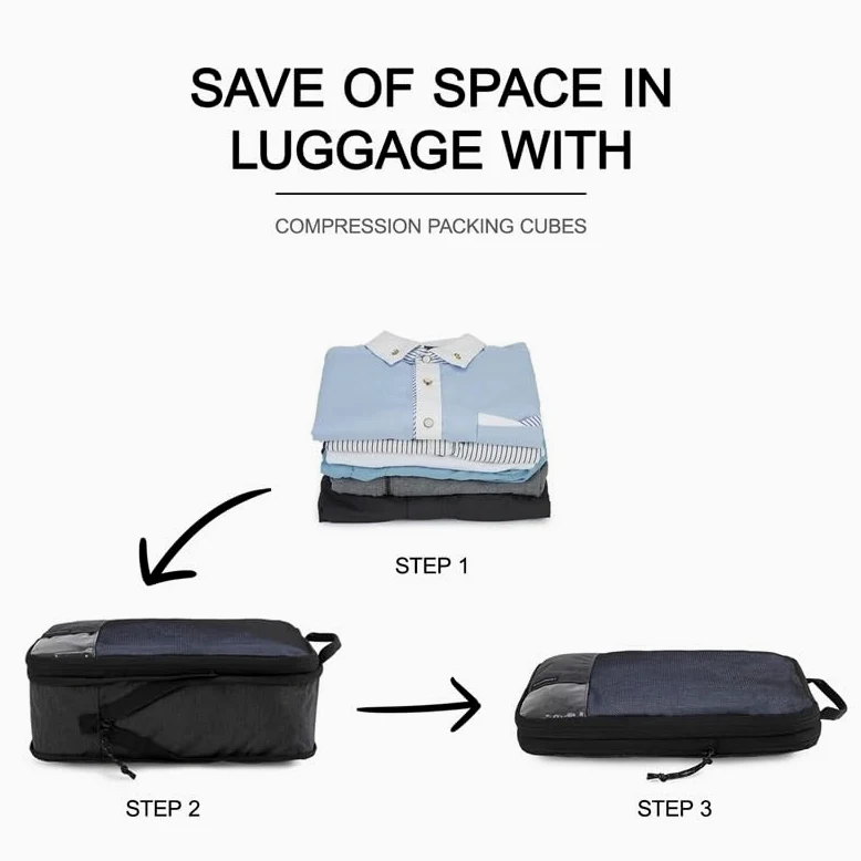 Cubos de Embalaje de compresión para Viajes Cubos de Embalaje de compresión expandibles Bolsas de Almacenamiento de Viaje livianas para Equipaje para organizar Ropa y Accesorios Artículos
