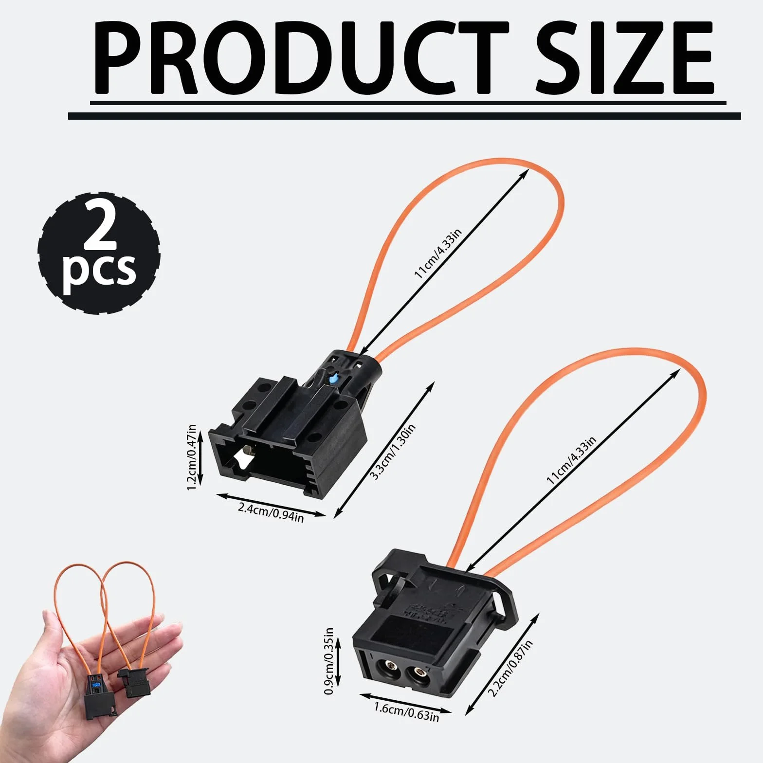 2 Piezas Conectores de Bucle de Fibra óptica, Adaptador de cable óptico MOST para Herramienta de Diagnóstico y Reparación