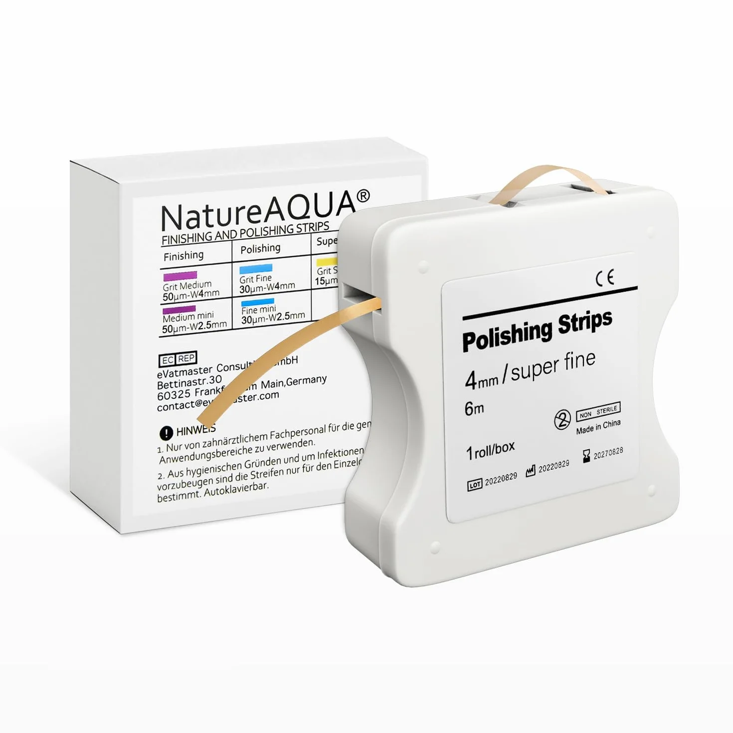 Tiras abrasivas dentales 6m x 4mm ultrafino Resina NatureAqua pulido interdental