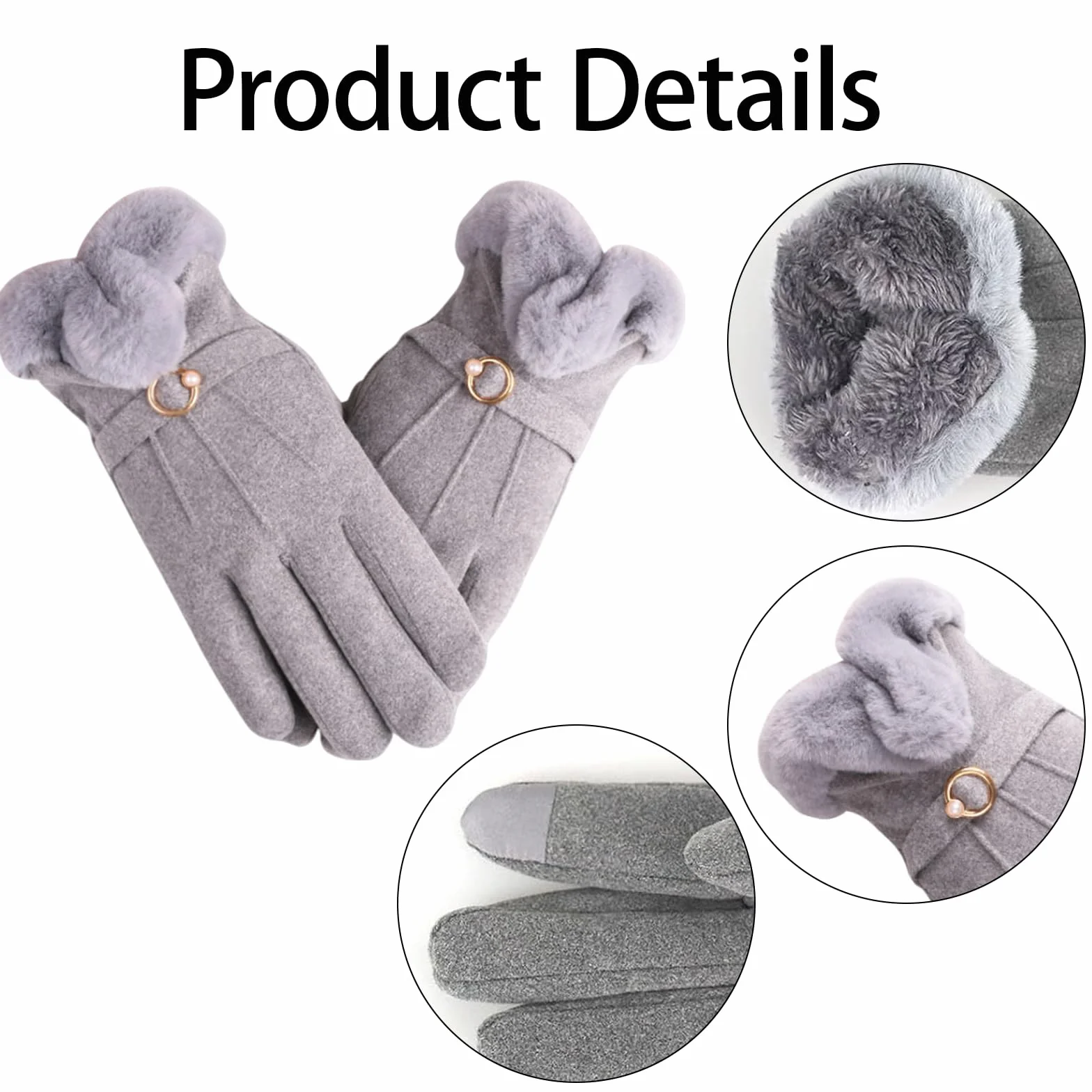 Guantes de invierno para mujer, forro polar grueso, térmicos, resistentes al viento para esquí, correr, ciclismo