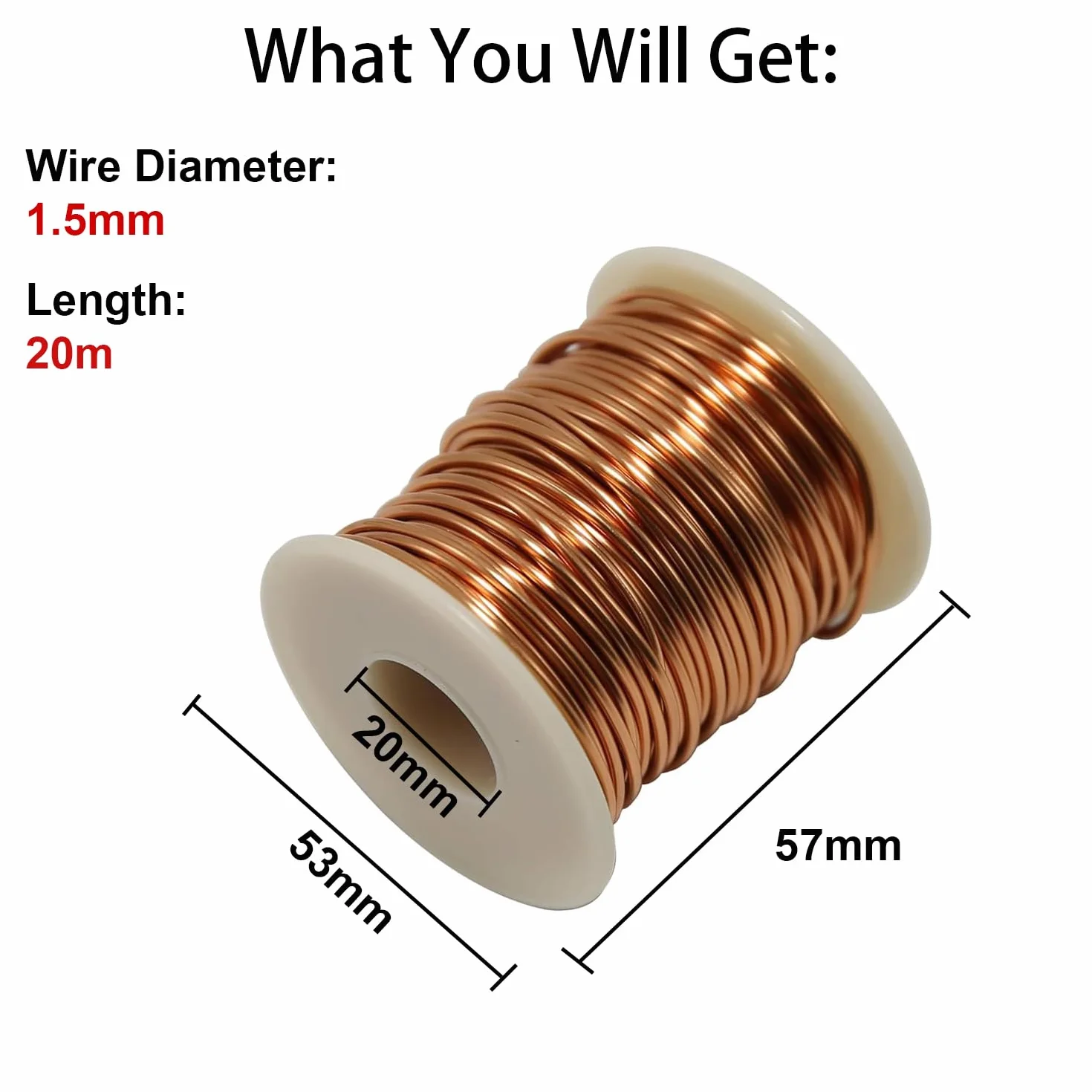 Alambre de Cobre Lacado 1,5mm 20m Rollo Para Joyería Manualidades