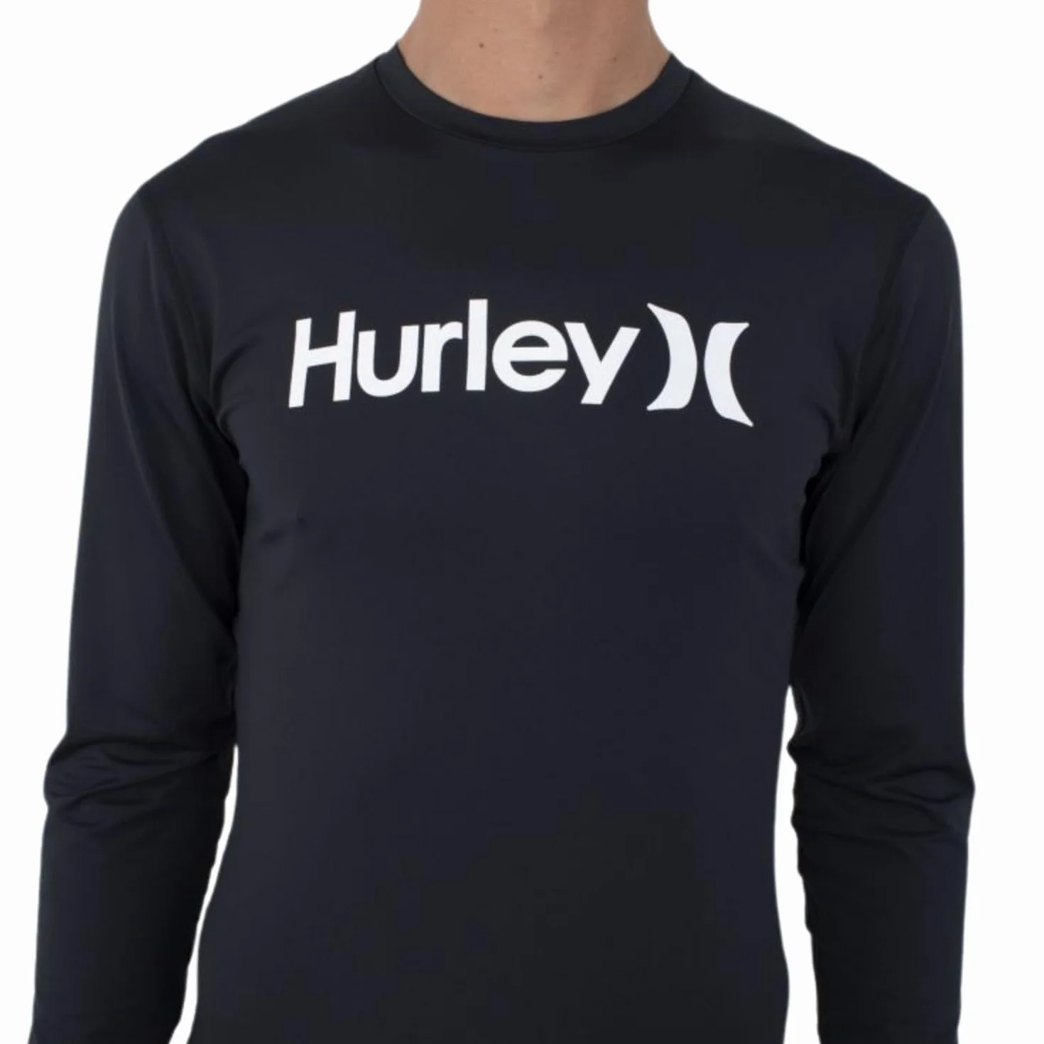 Hurley Quickdry Rashguard LS Camisa Protección Sarpullido Negro S Hombre