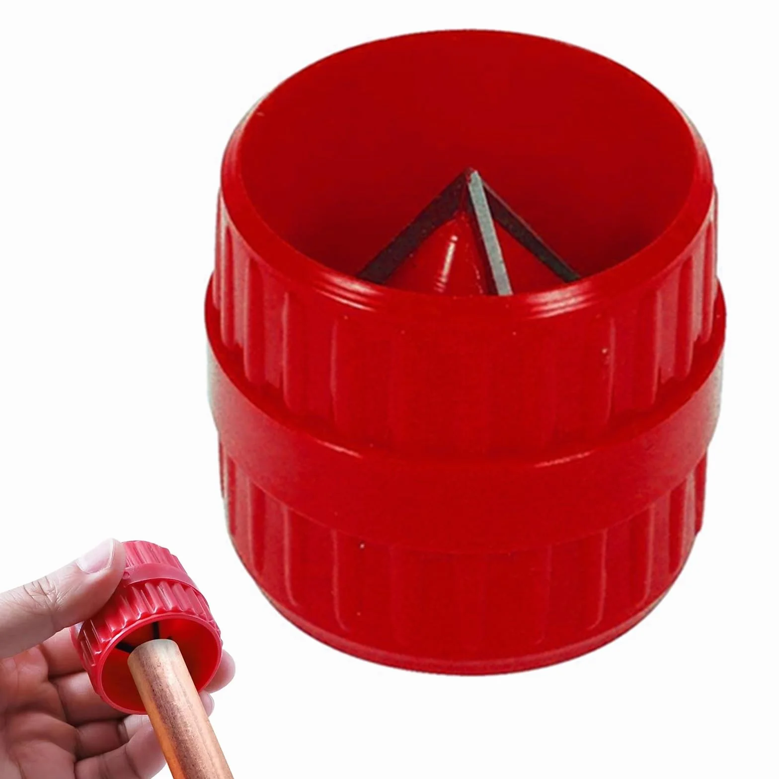 Herramienta de Desbarbado 2 en 1 Escariador Multicapa para Tuberías de Plástico y Cobre 5-38 mm Rojo