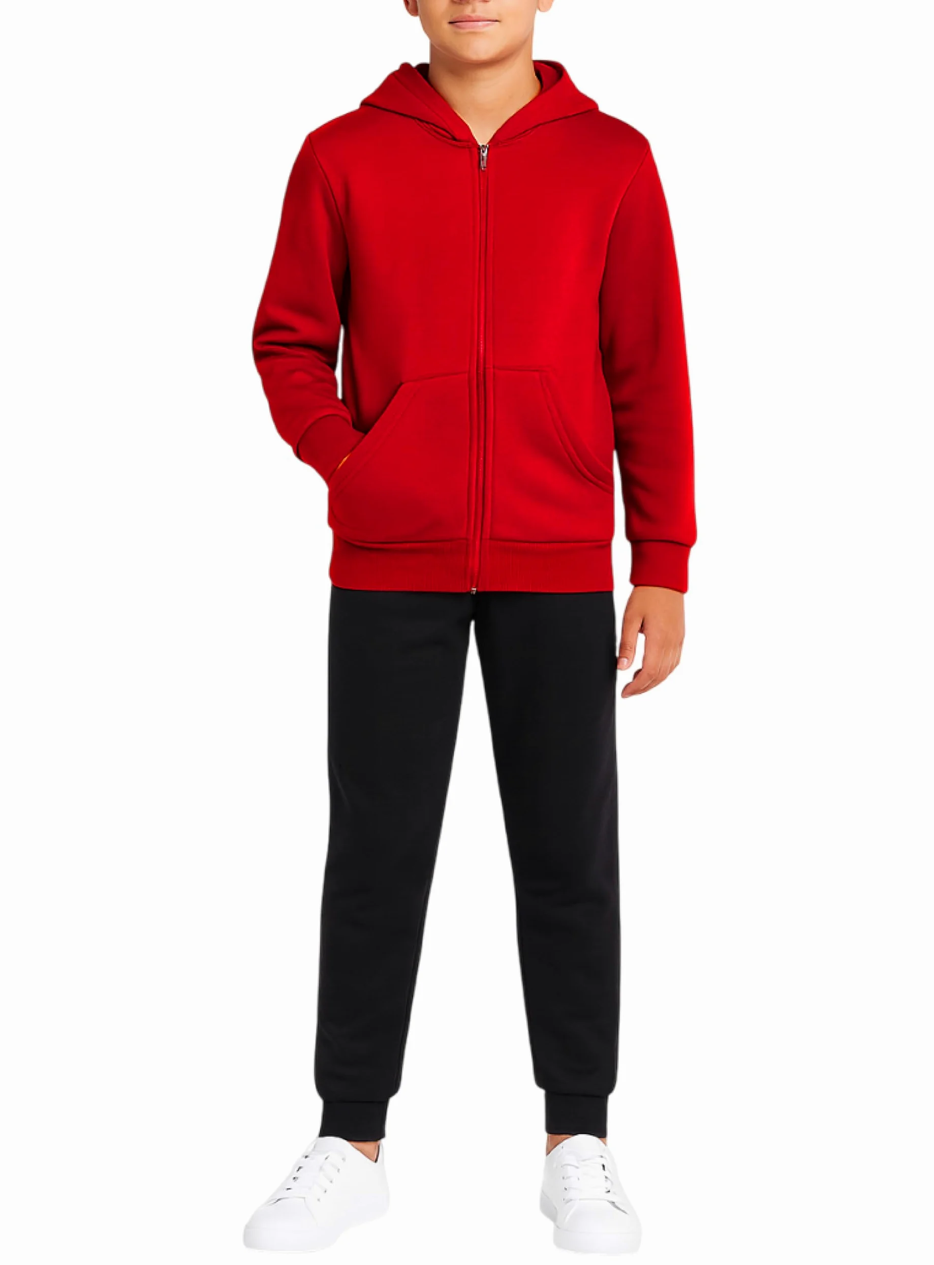 Quad Seven Conjunto de sudadera para niños – 2 piezas de forro polar sólido con cremallera y pantalones deportivos (tallas: 5-18)