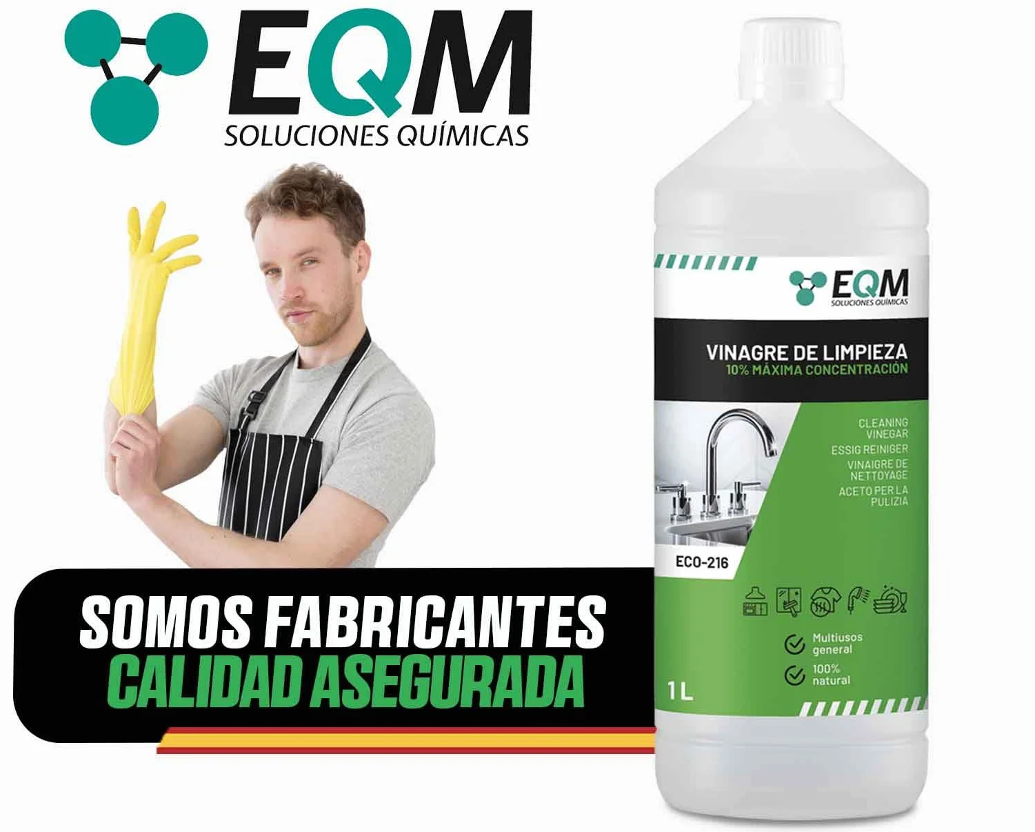 Vinagre de Limpieza Concentrado 1L 10º Acidez 100% Natural Limpiador Multiusos Hogar