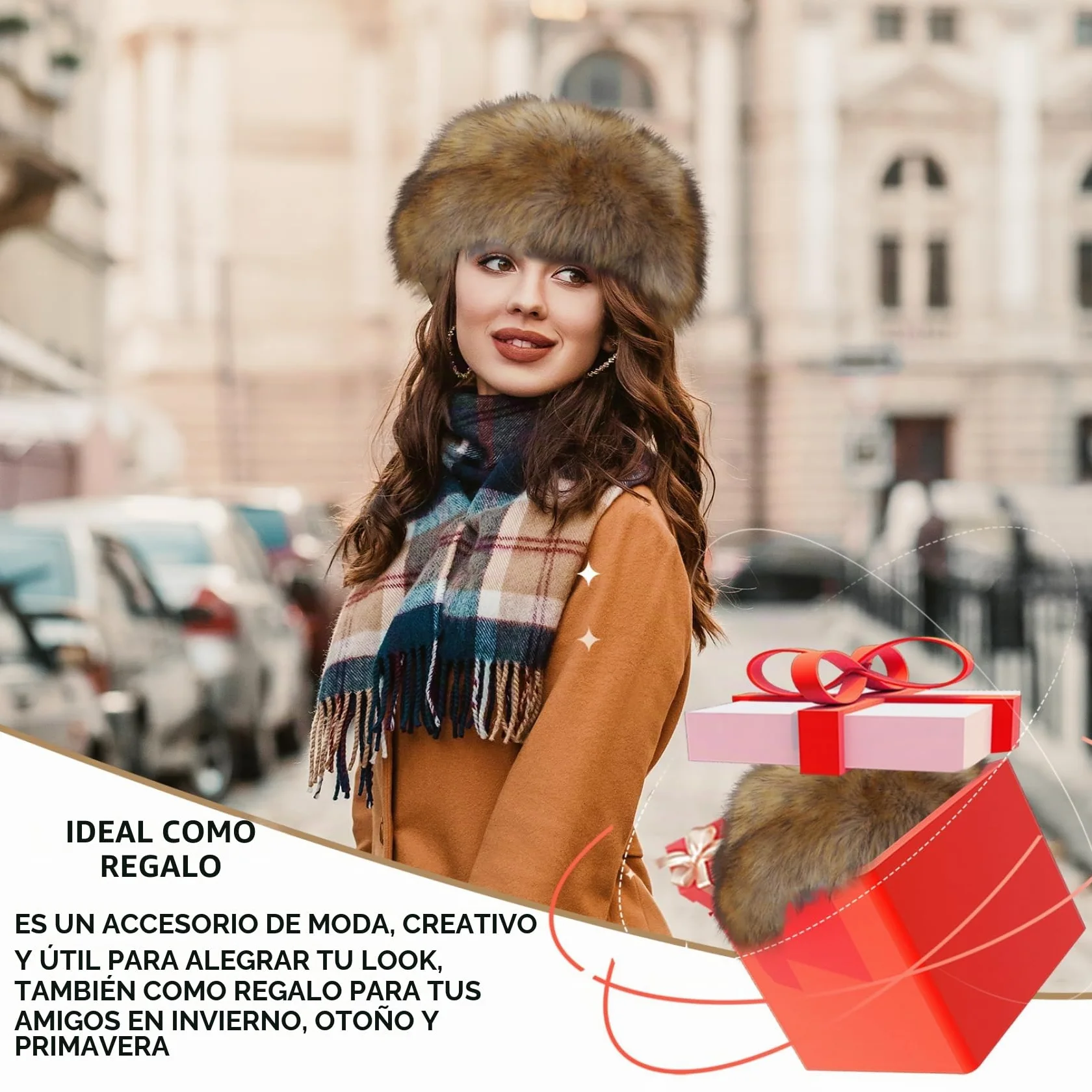NIDONE Sombrero de Piel sintéxu Grueso Tibia sin Top sin Diadema de Pieles con la Banda de Moda de la Oreja de Moda elástica Sombreros de Pieles de Invierno Lavables para Mujeres