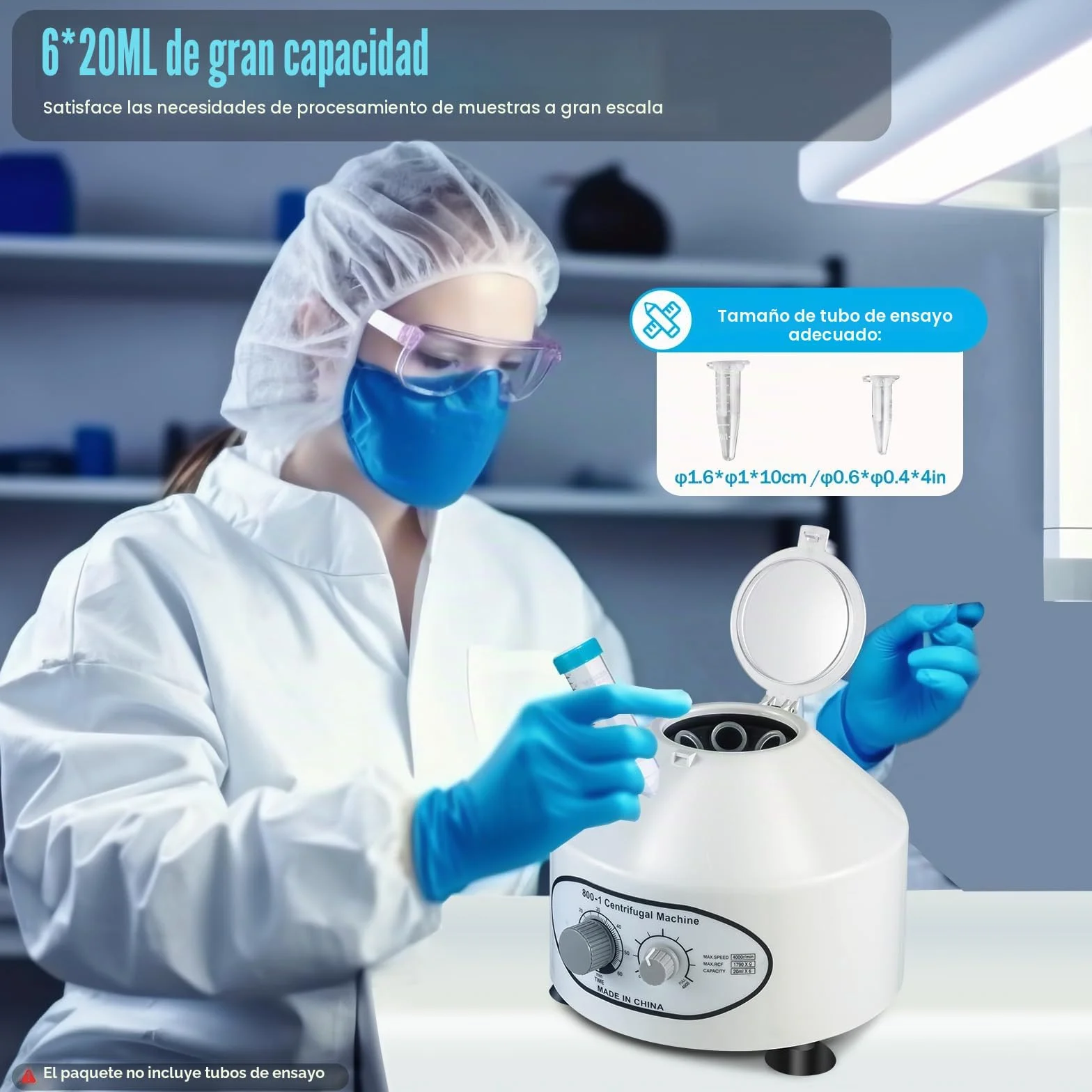 Centrífuga de laboratorio 220 V 4000 rpm 20 ml plasma sanguíneo 10 cm