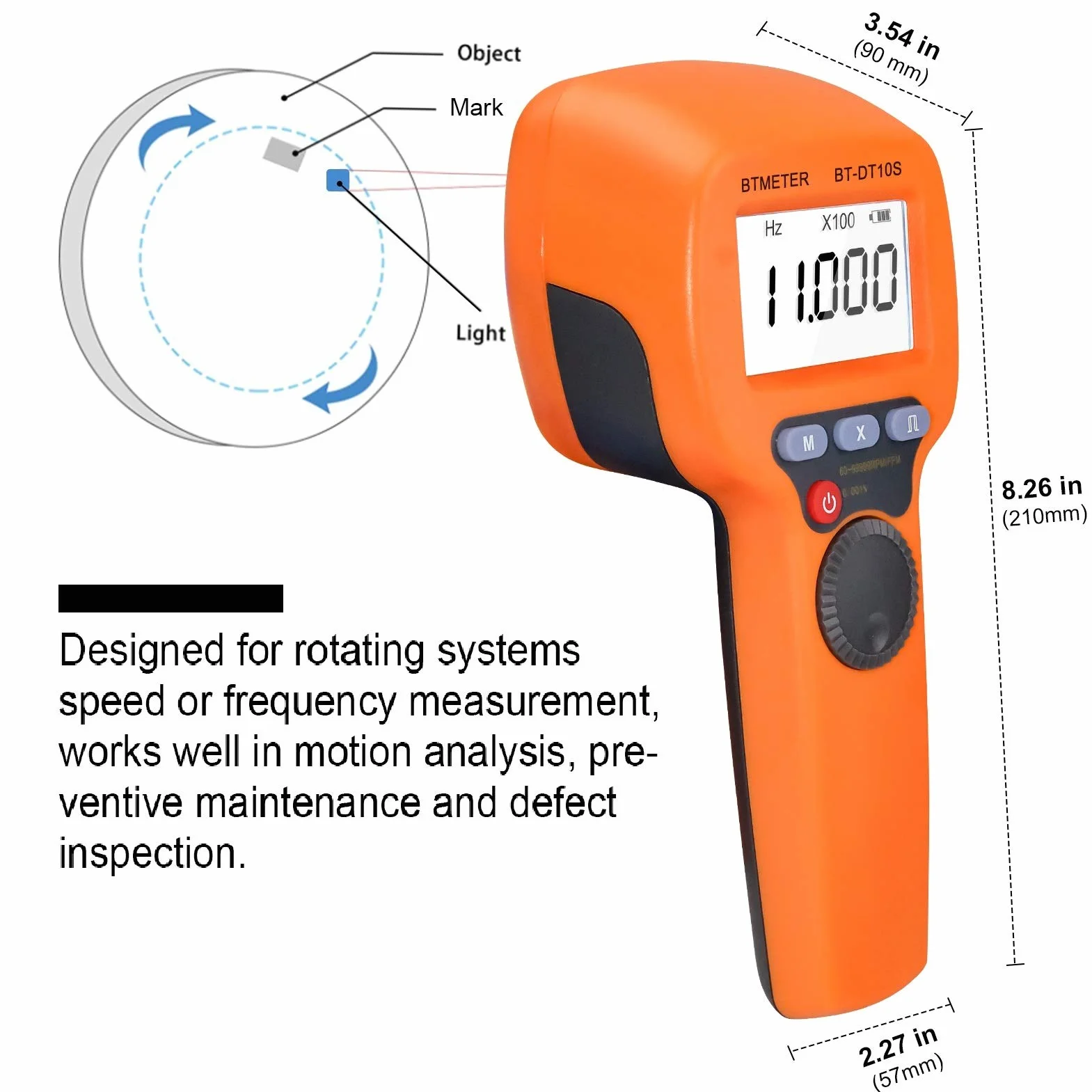 BTMETER Estroboscopio Digital 60-99999 RPM Tacómetro LED Alta Precisión Medidor de Velocidad