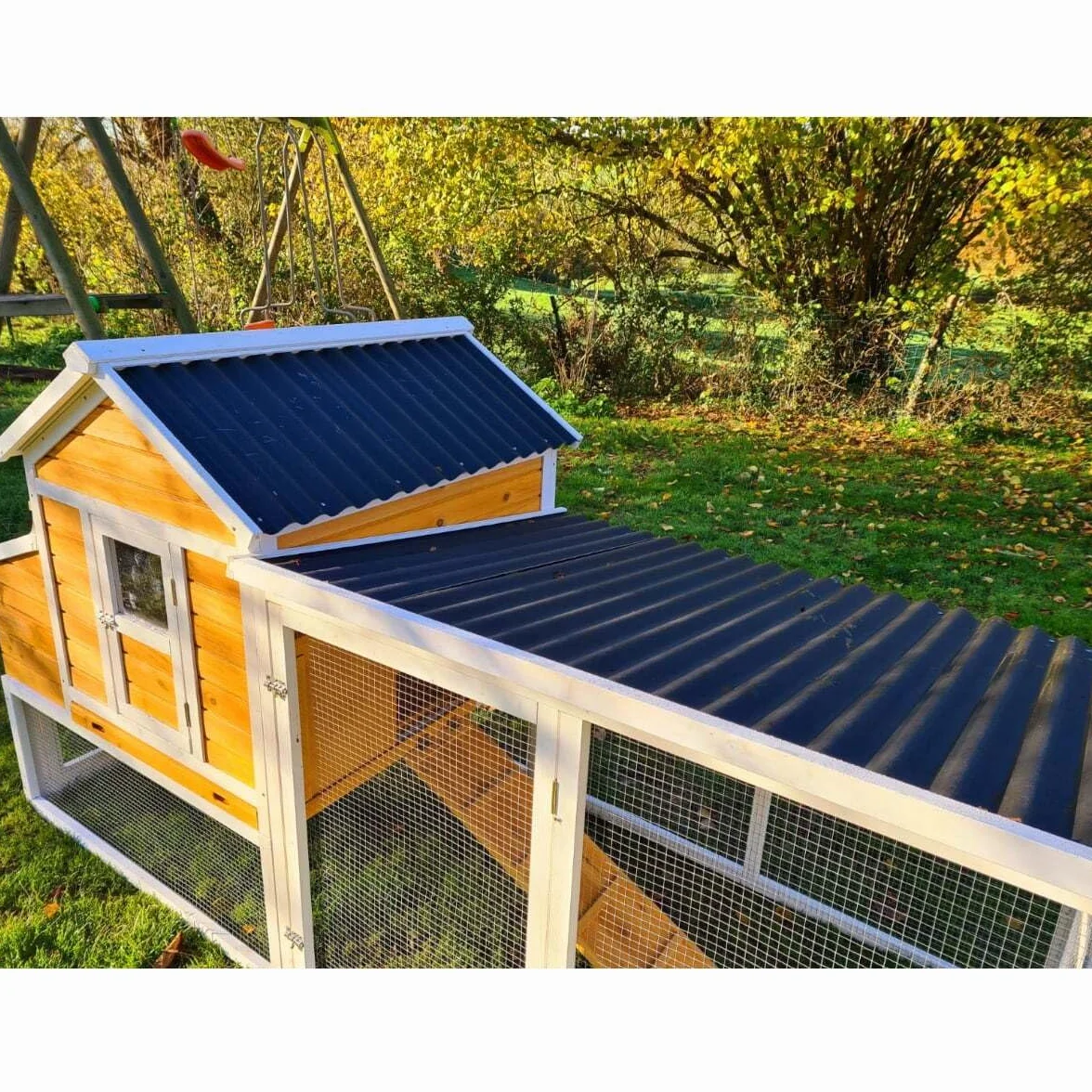 Animal Valley Gallinero de techo reforzado 2,36 x 1,1 x 1,24 m para 6-8 gallinas