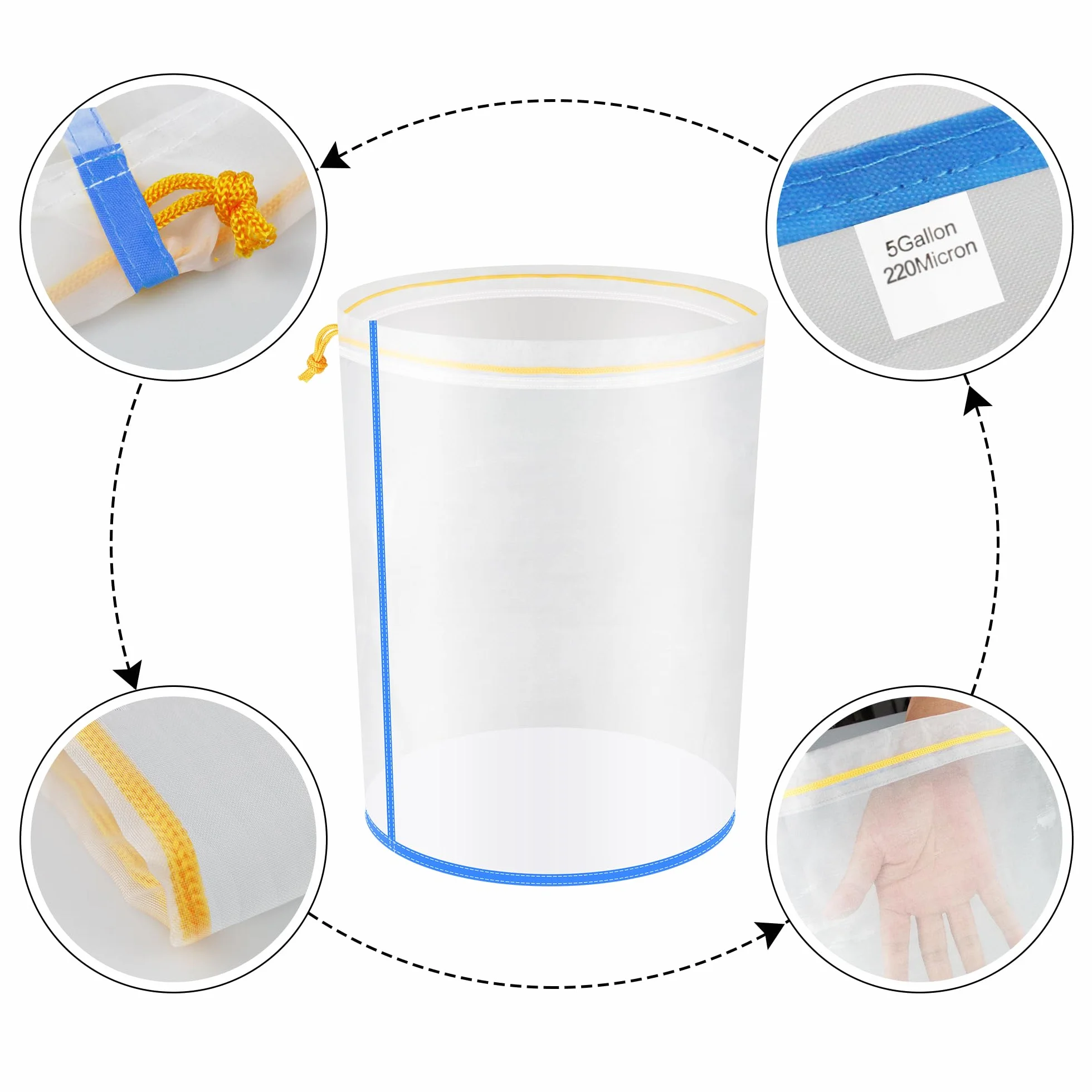 Hyindoor Bubble Bags 5 Gallon Mesh Bags for Hash Making with Filter and Storage Bag