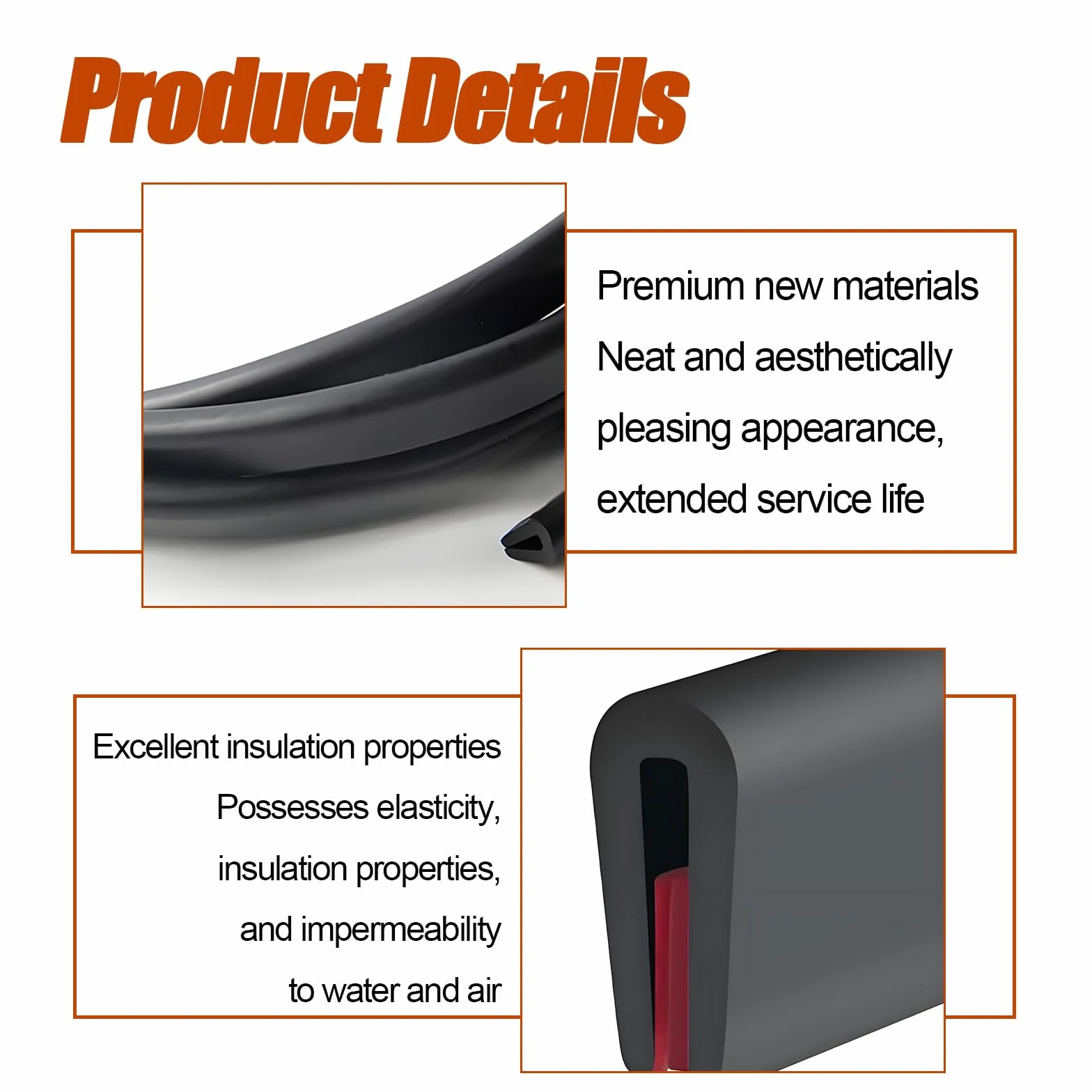 Perfil Protector de Bordes de Goma EPDM en Forma de U para Puertas de Coche 1,5 mm x 6 m