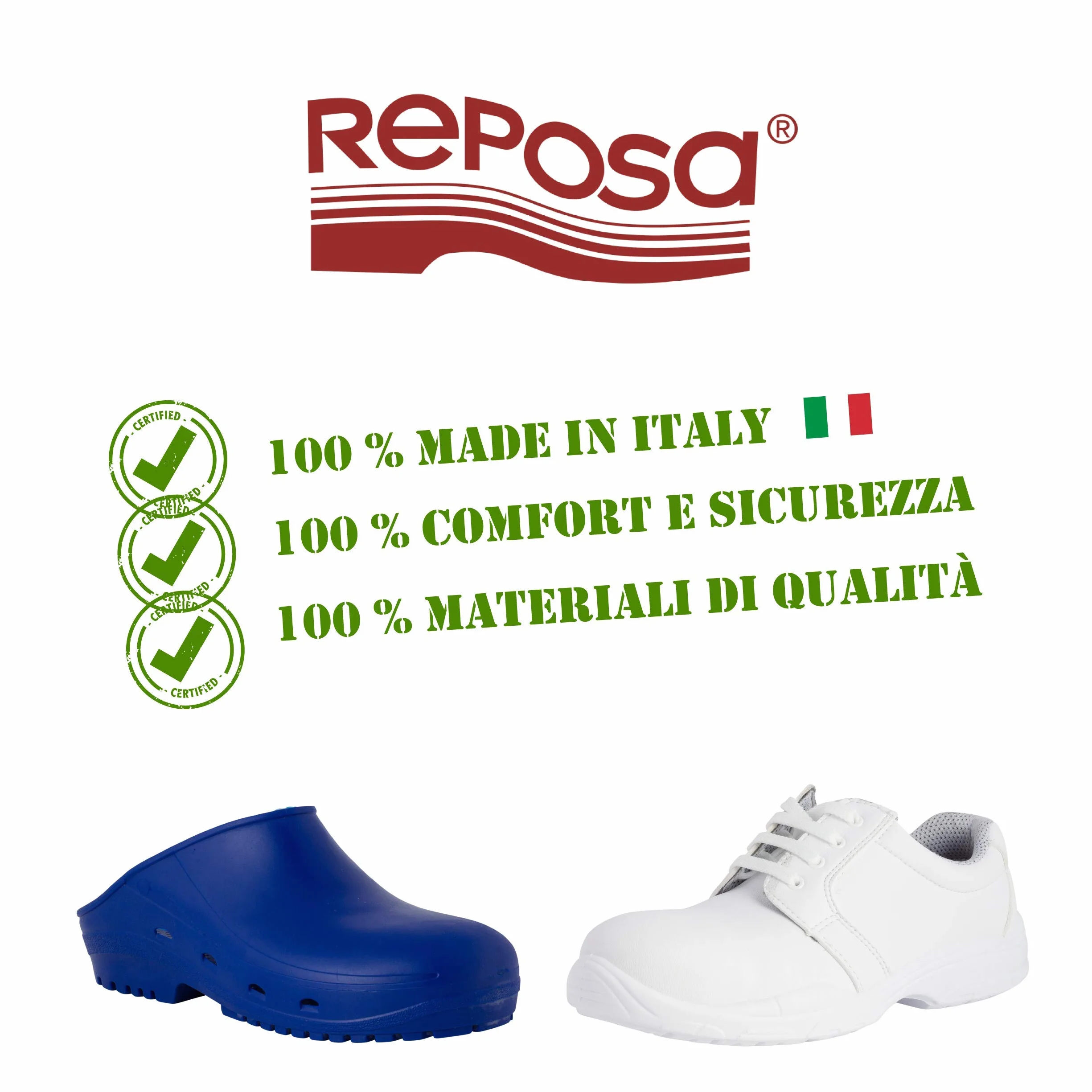 REPOSA Medical - Zuecos Sanitarios Mujer y Hombre en Microfibra con Puntera de Seguridad, Zuecos Enfermera Antishock y Antiestáticos con Correa, Zapatos Sanitarios y de Cocina Cómodos, Antideslizantes
