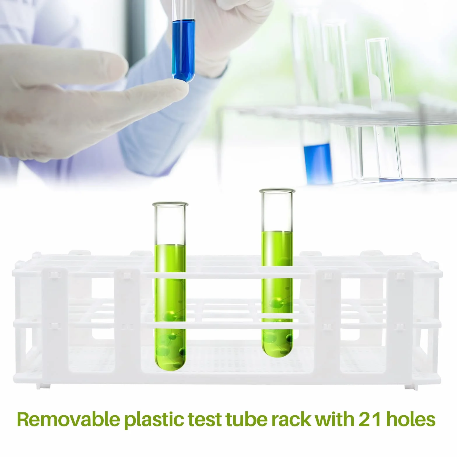Soporte de tubo de ensayo de plástico 30mm 21 agujeros 3 uds para laboratorio educativo