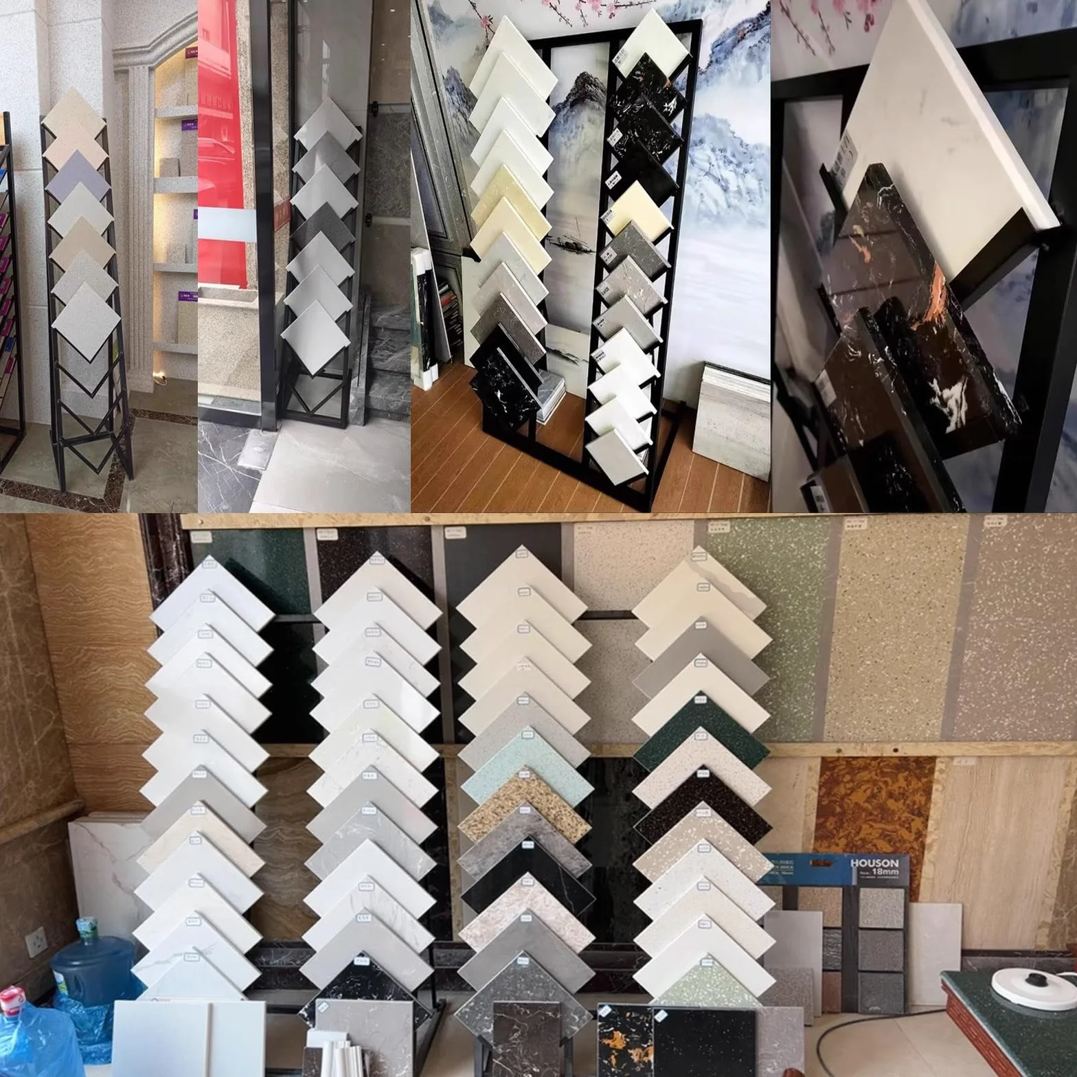 Expositor de muestras de baldosas metálicas, estante organizador de madera, soporte de almacenamiento, 50x30x150cm