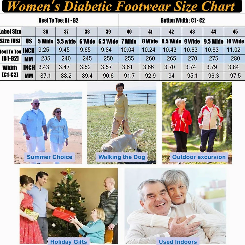 W&LESVAGO Zapatos para diabéticos para mujer, sandalias ligeras y cómodas con cojín de aire, zapatos para caminar para ancianos, pies hinchados para interiores y exteriores