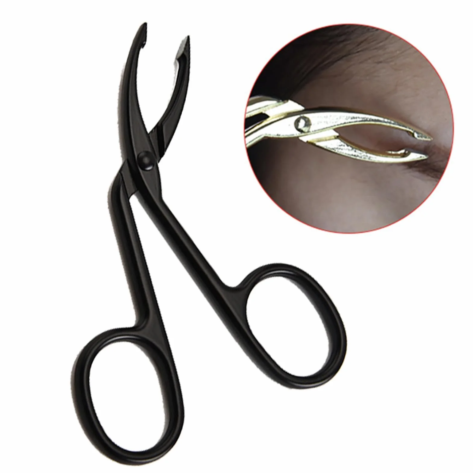 Pinzas para cejas en forma de tijera con mango resistente - Herramientas portátiles para cuidado de cejas