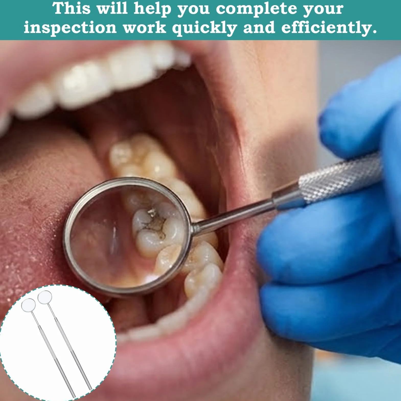 Espejo dental profesional de acero inoxidable Nº 5 autoclave