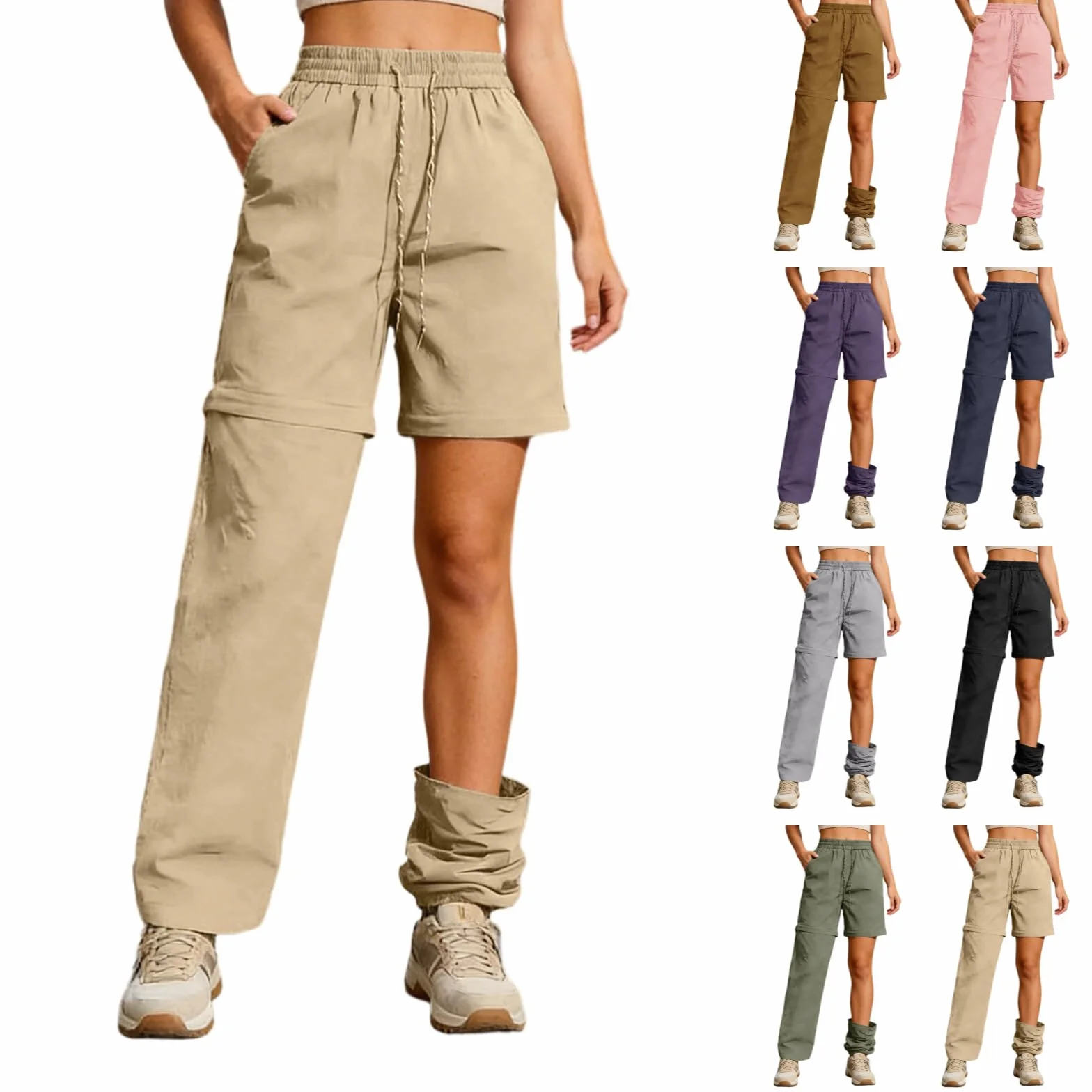 Pantalones de Senderismo para Mujer, Convertibles con Cremallera, Ligeros, Transpirables y de Secado Rápido, Pantalones Técnicos de Exterior para Trekking, Jardín, Trabajo, Safari Verano y Actividades