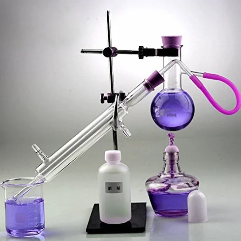 Alambique de cristal destilador laboratorio 100 ml destilación agua aceites esenciales alcohol industria científica